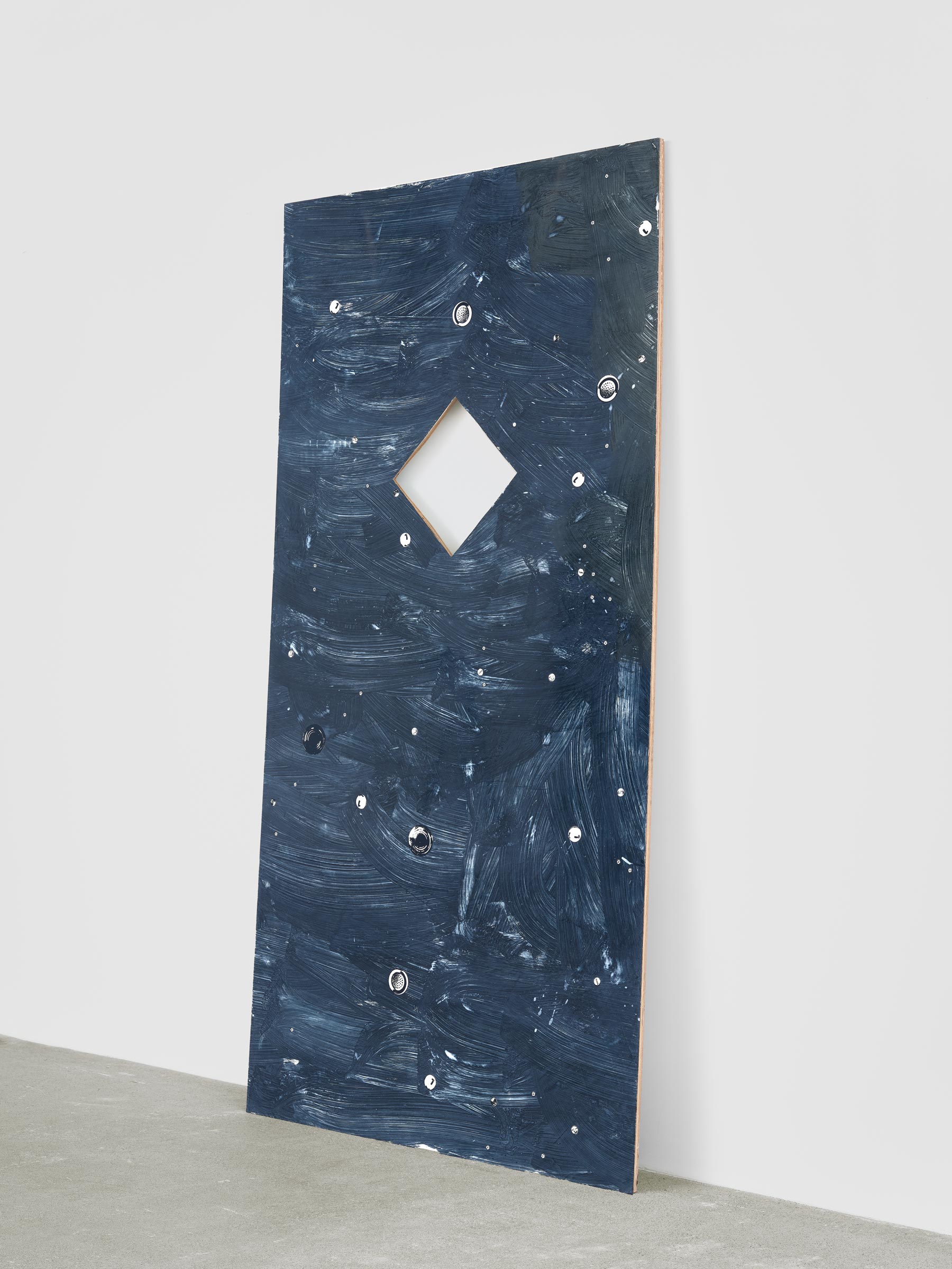 Alex Kwartler, Night Sky II, 2022, venetian plaster and enamel on plywood, 96 x 48 in.