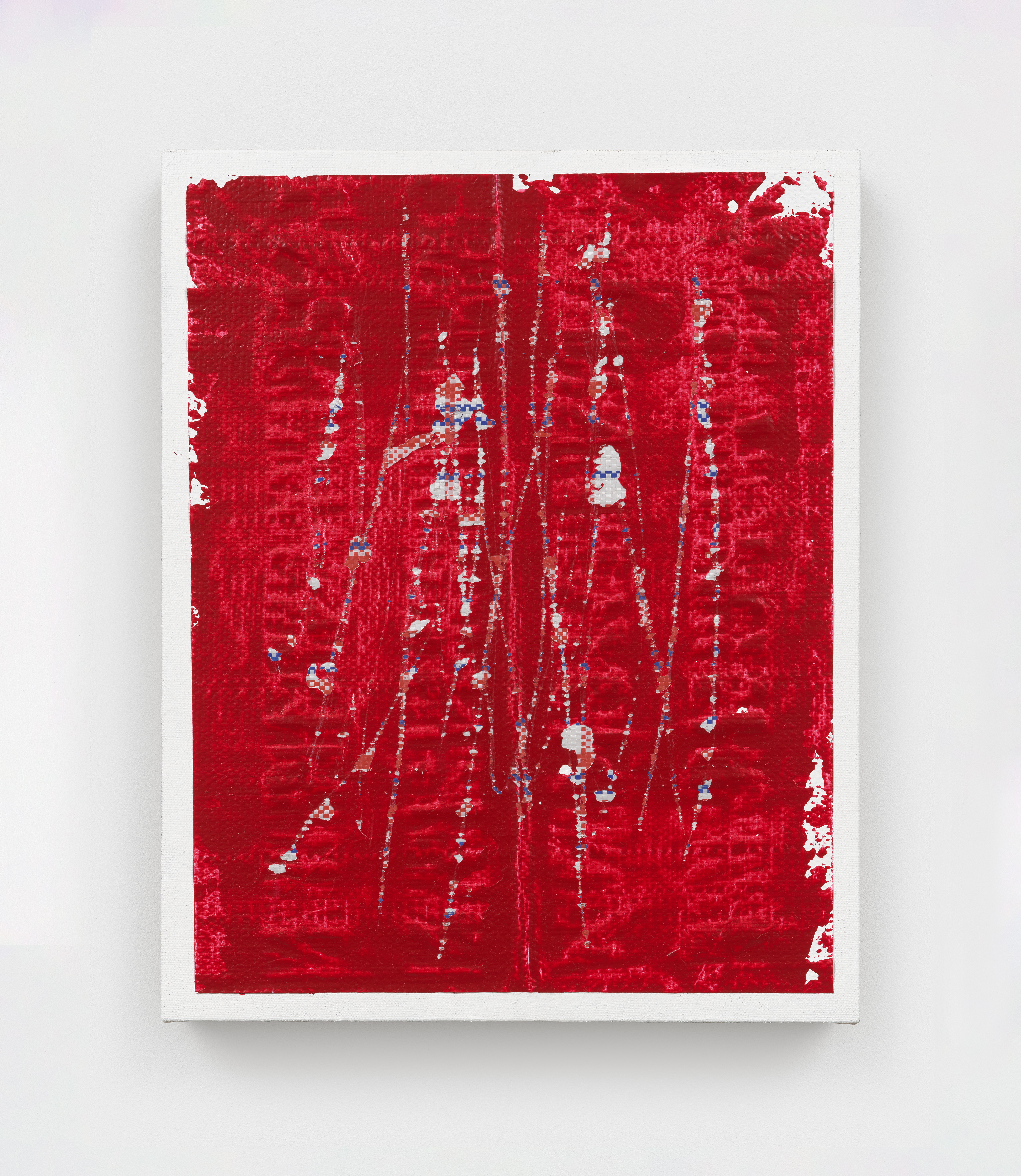 Alex Kwartler, Folkways, 2025, Acrylic and polypropylene bag on linen, 20 x 16 in.