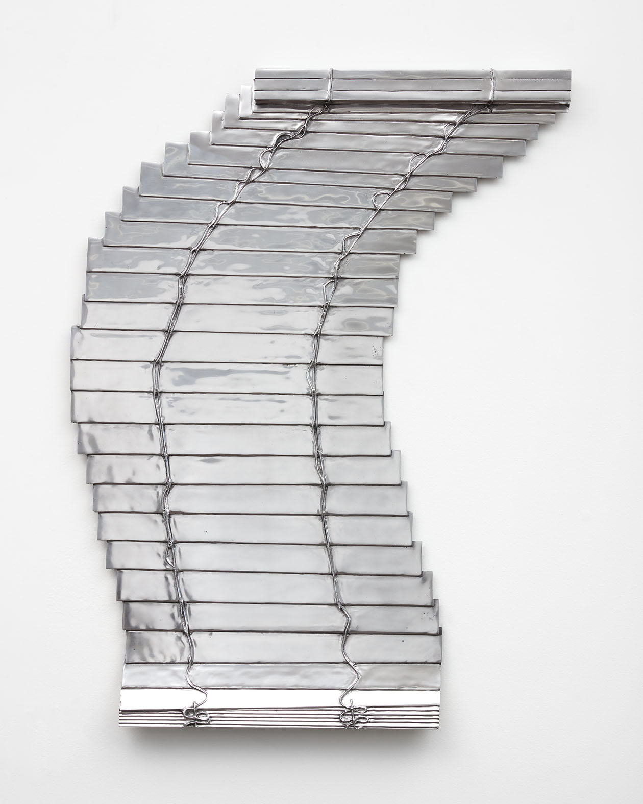 Anne Libby, These Days, 70, 2021, Polished cast aluminum, 46h x 36w in.