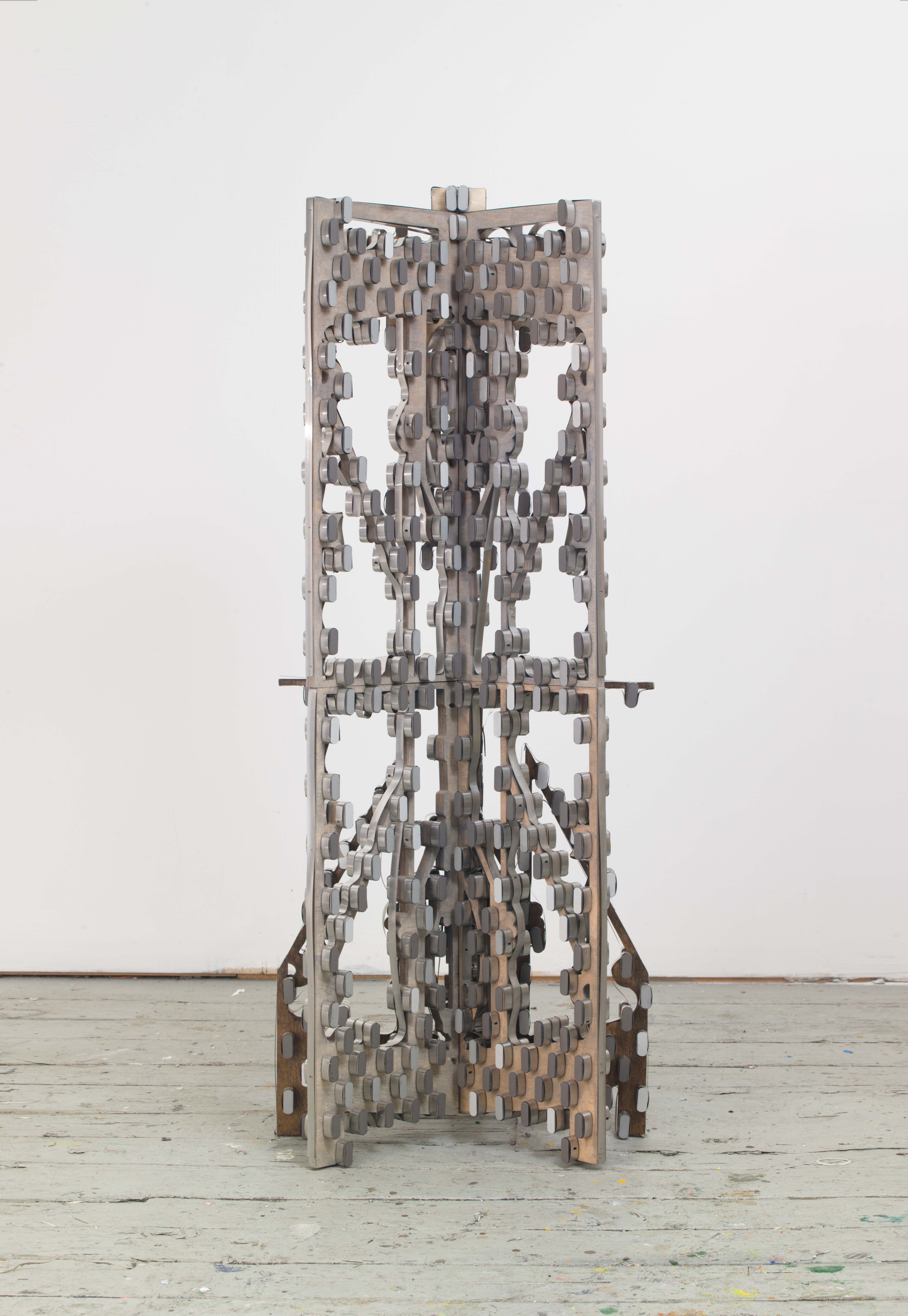 Anne Libby, Thirty Point Star, 2017, plywood, venetian blinds, 84h x 43w x 24d in.
