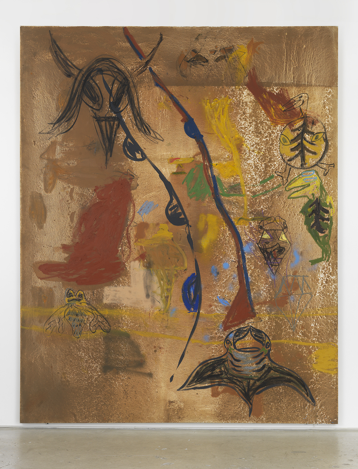 Bill Saylor, Holon, 2017, oil, flashe, spray paint, oil stick, graphite and charcoal on canvas, 120 x 96 x 1.13 in.