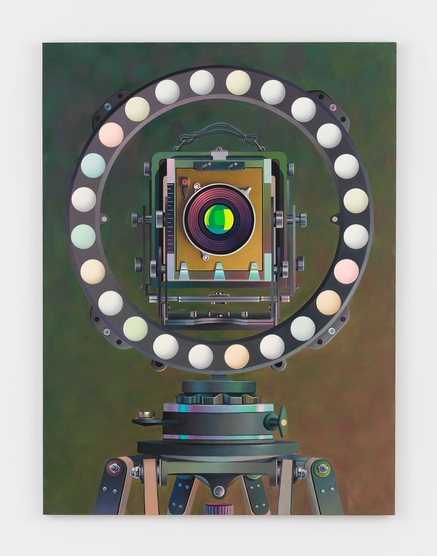 Chason Matthams, Untitled (Kiss Light green), 2022, Oil on linen over panel, 56h x 42w in.
