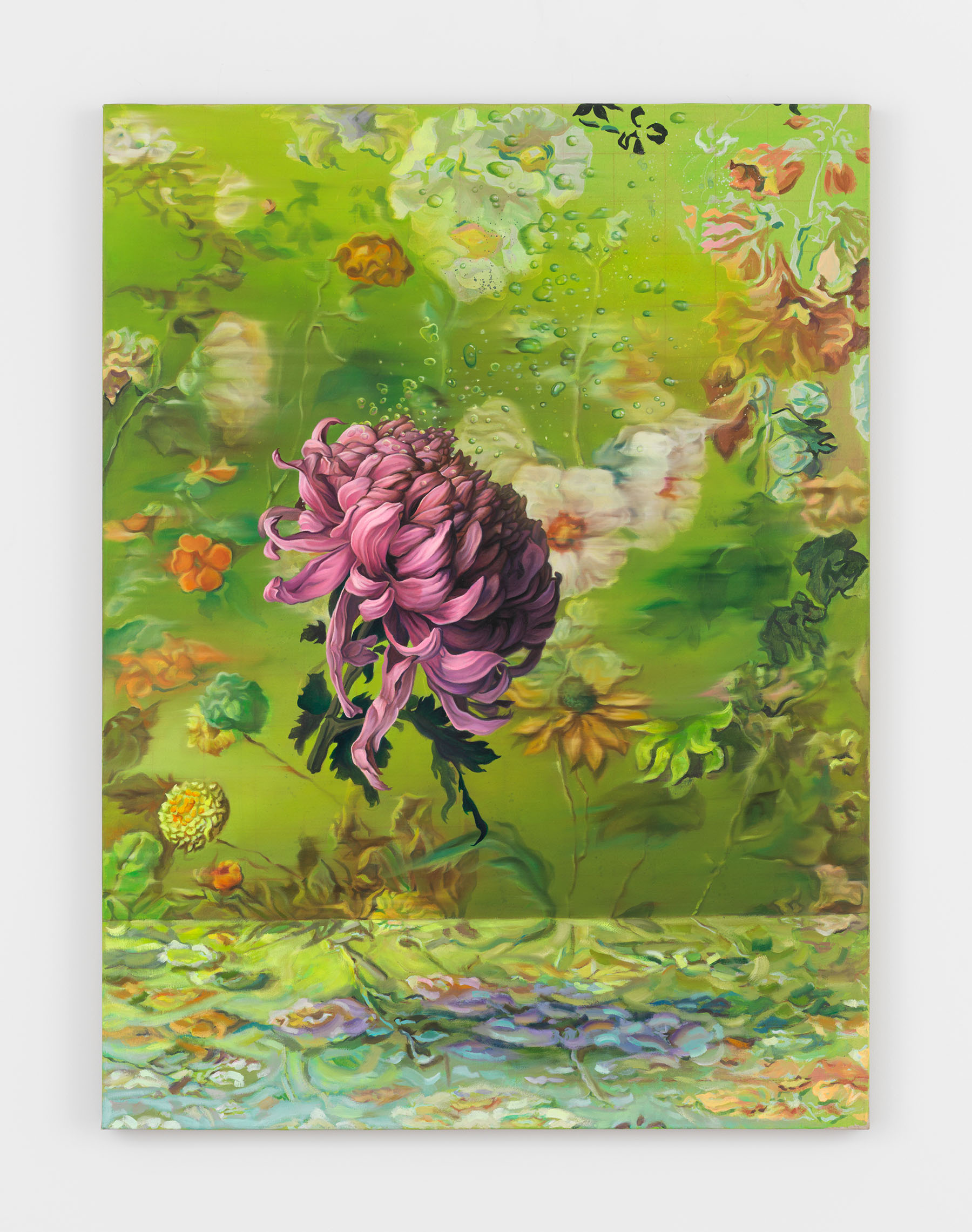 Chason Matthams, Corsage (lavender, pink, green), 2021, oil on linen over panel, 16 x 20 in.