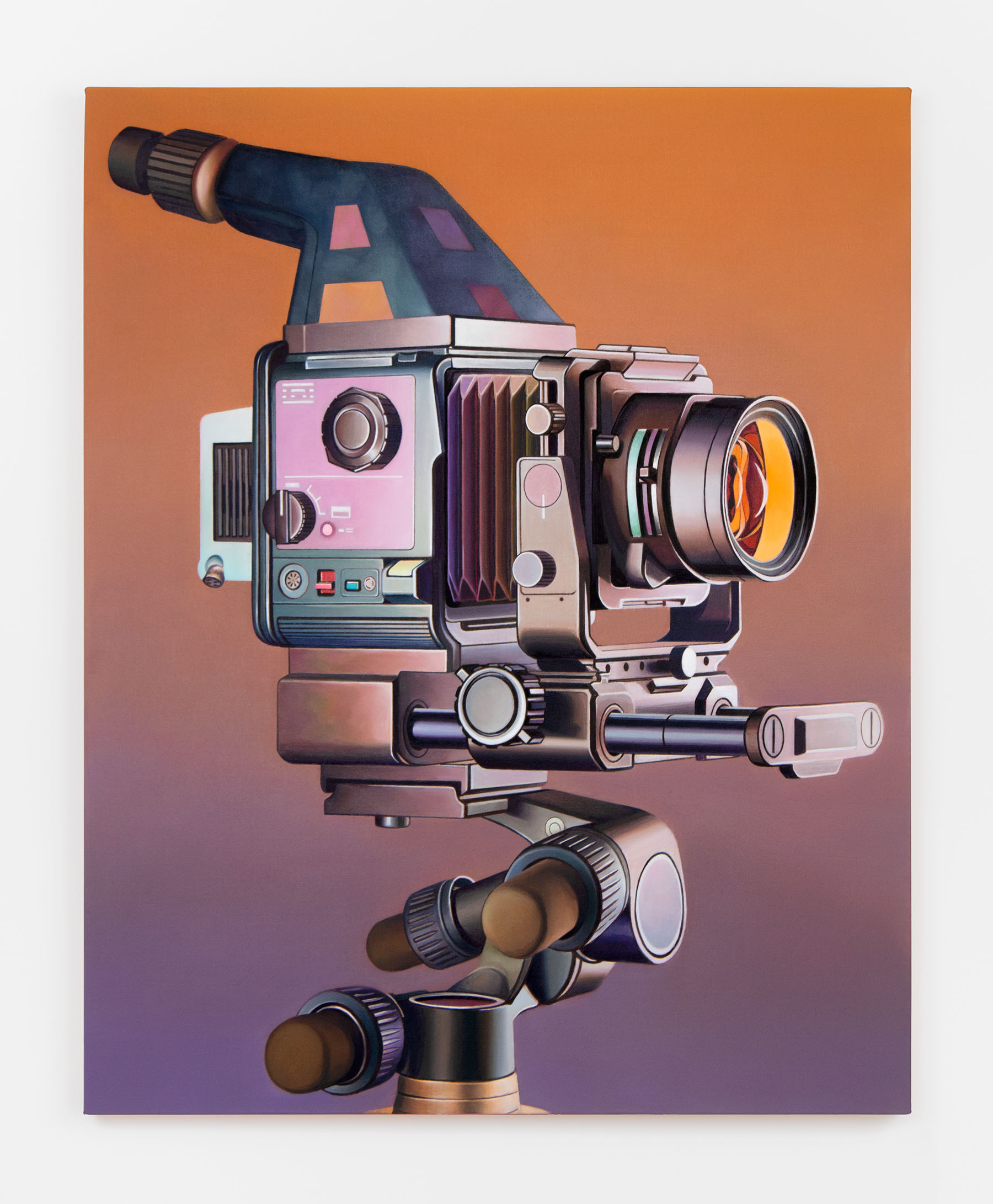 Chason Matthams, Untitled (Fuji GX680, orange/purple), 2022, Oil on linen over panel, 36h x 29w in.