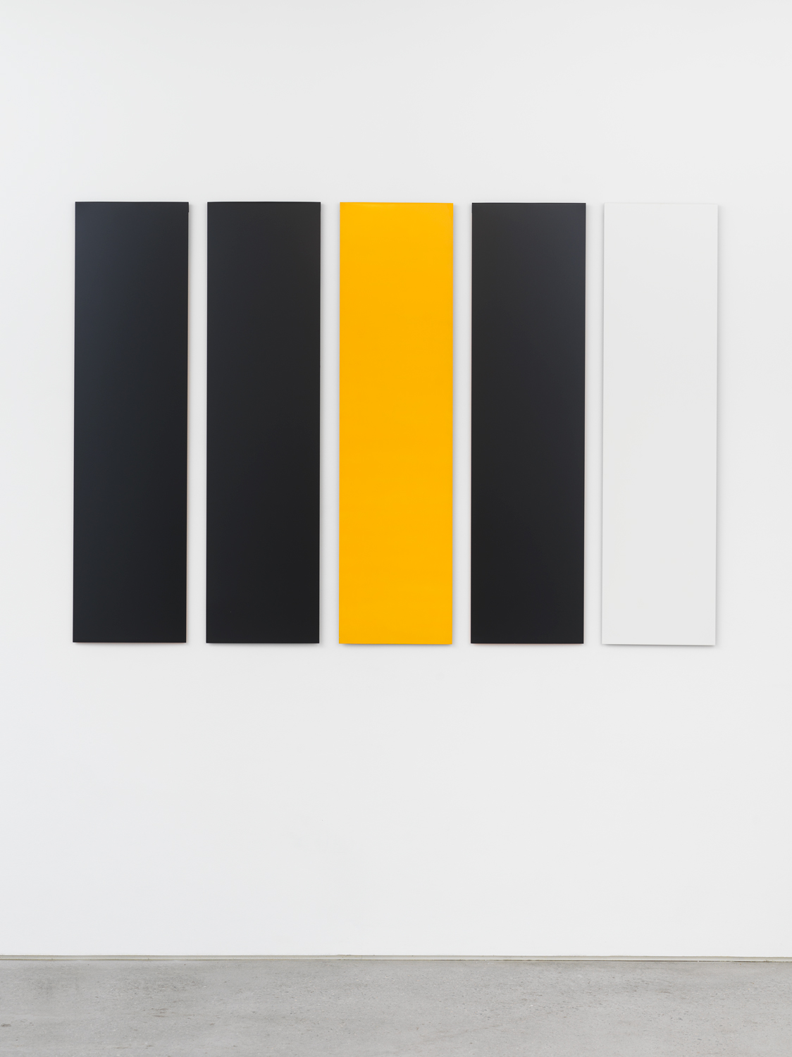 Don Dudley, Untitled (Aluminum Module), 1974/2019, acrylic lacquer on aluminum, each module 46 3/4 x 12 in; overall 46.75 x 68 in.