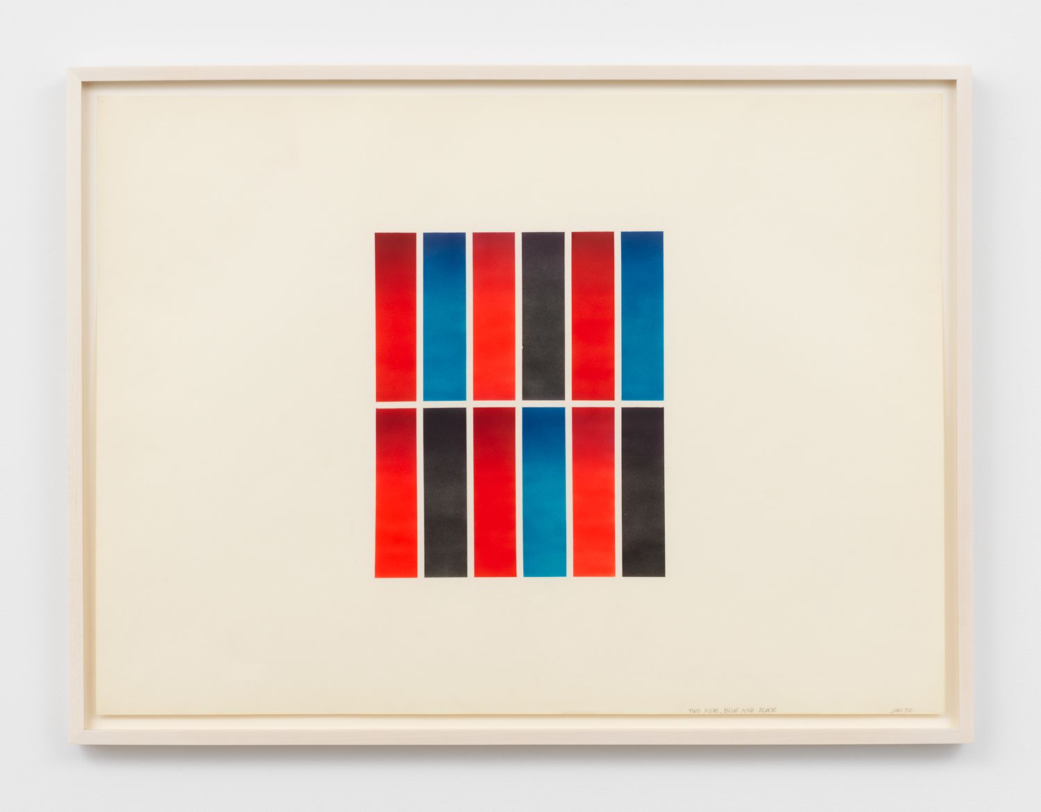 Don Dudley, Two Reds, Blue and Black, 1972, Airbrush ink on paper, 23h x 29w in.