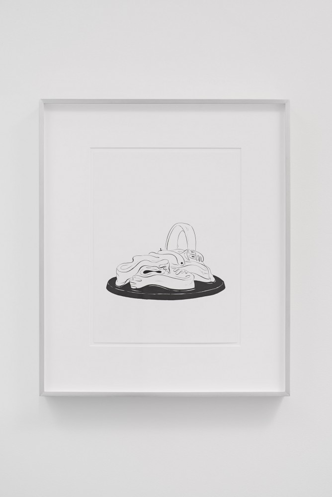 Ebecho Muslimova, Ceramic Fatebe, 2015, ink on paper, aluminum frame, 12 x 9 in.