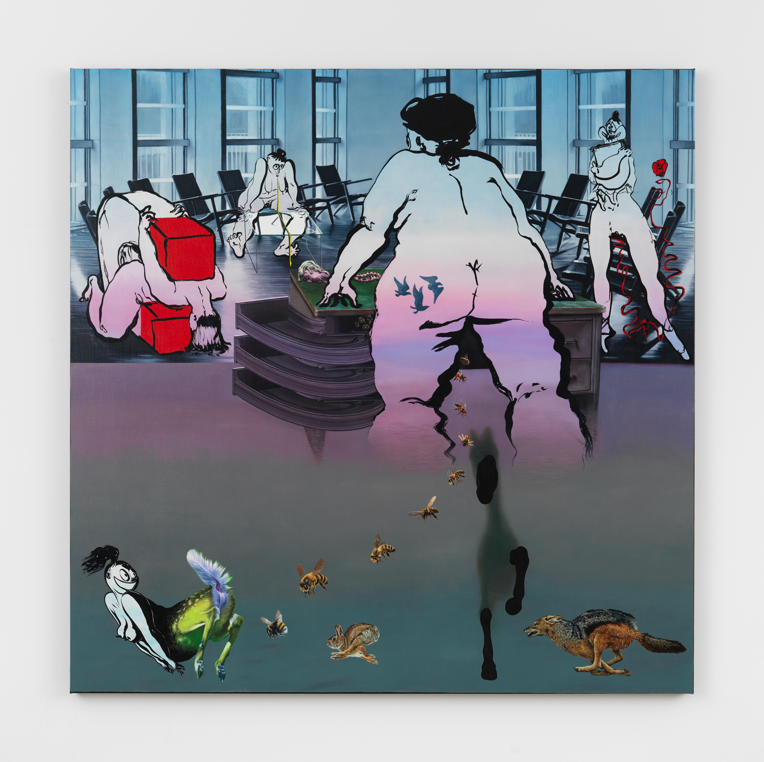 Ebecho Muslimova, Fatebe Magnet Conference, 2025, Oil on canvas, 72 x 72 in.