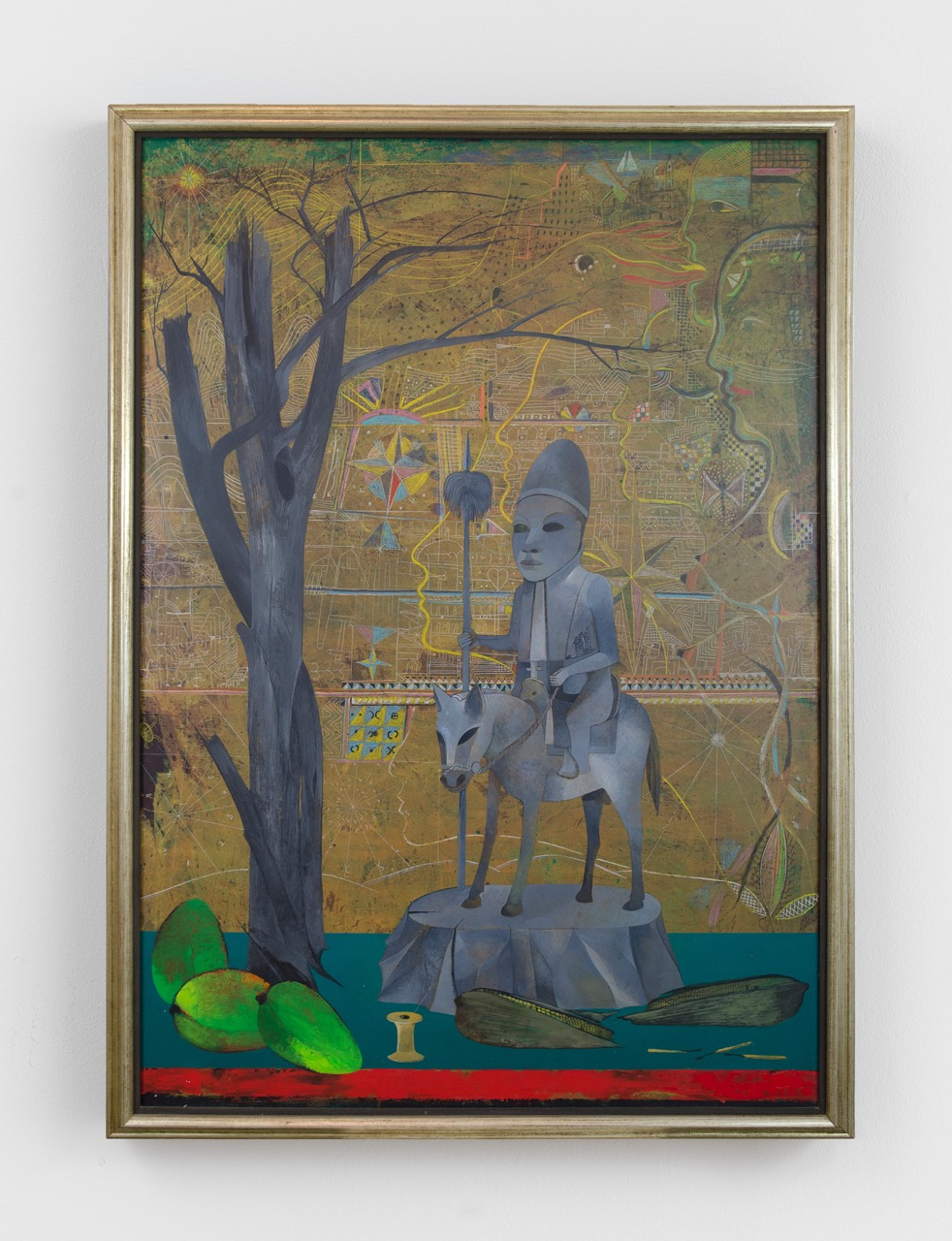 Paul Gardère, The King, 1981, Acrylic, colored pencil on masonite, in original gilded frame, 48 x 33 in.