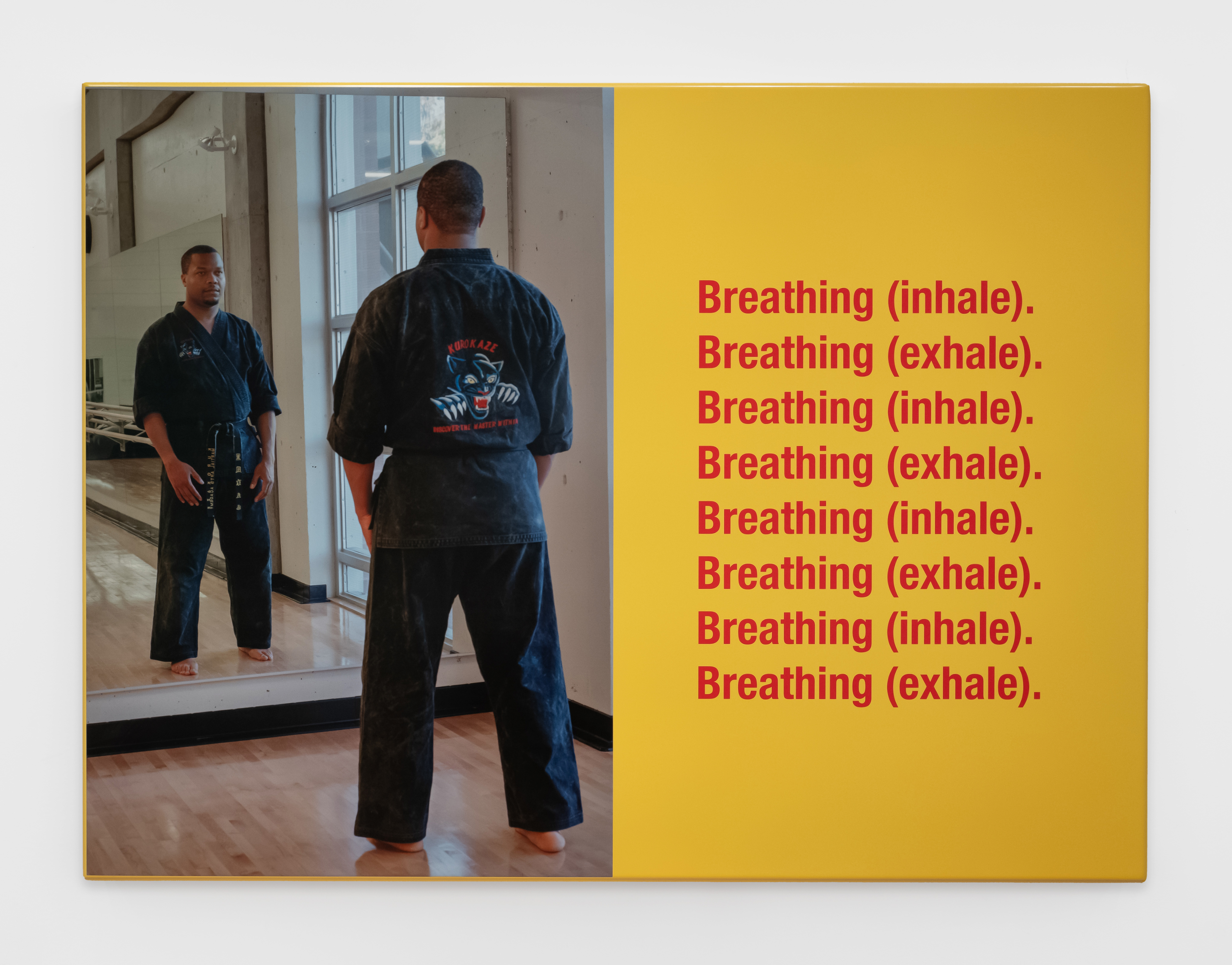 Ken Lum, Breathing (inhale), 1994–2022, Chromogenic print, vinyl on aluminum
76 x 102 x 2 in.