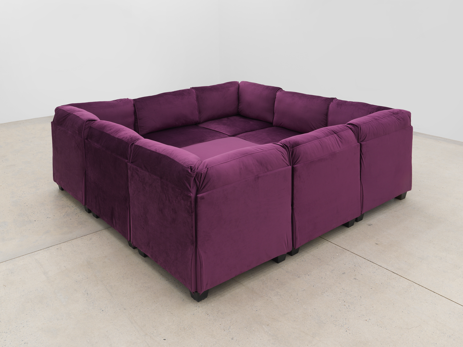 Ken Lum, Purple Square, 2022, sectional furniture, 34 x 91 x 91 in.