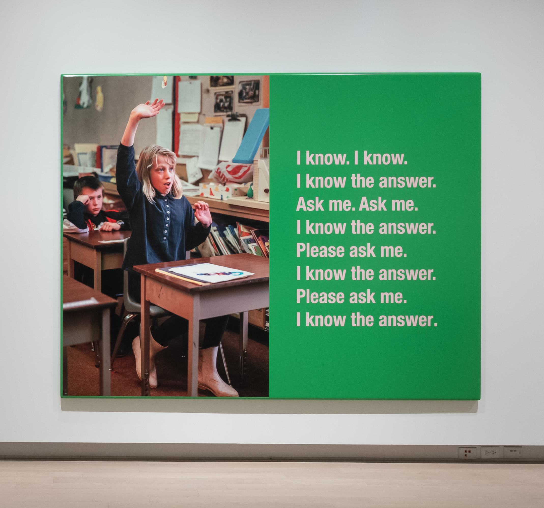 Ken Lum, I Know I Know, 1994–2022, chromogenic print, vinyl on aluminum, 76 x 102 x 2 in.