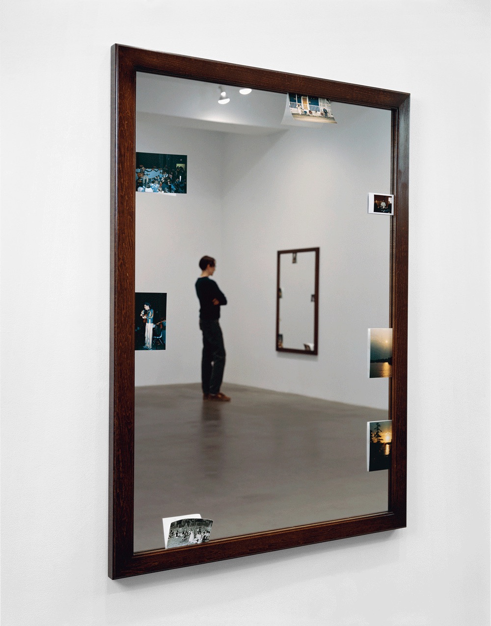 Ken Lum, Photo-Mirror: Sunset, 1997, maple wood, mirror, photographs, 27 x 13.5 in. Image courtesy of the Vancouver Art Gallery.