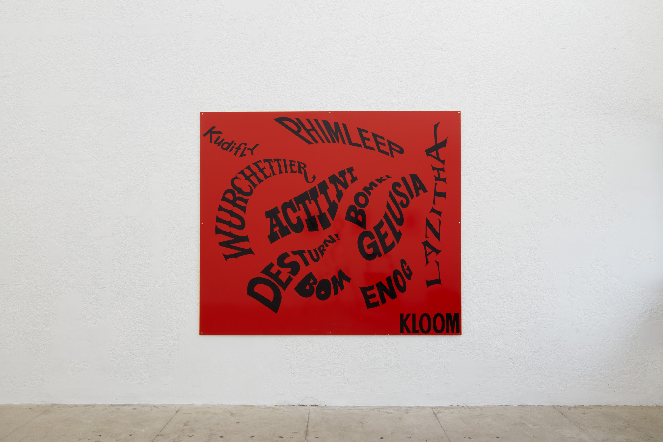 Ken Lum, Untitled Language Painting (Kudifly), 1987, Enamel paint on plywood, 72 x 83.75 in.