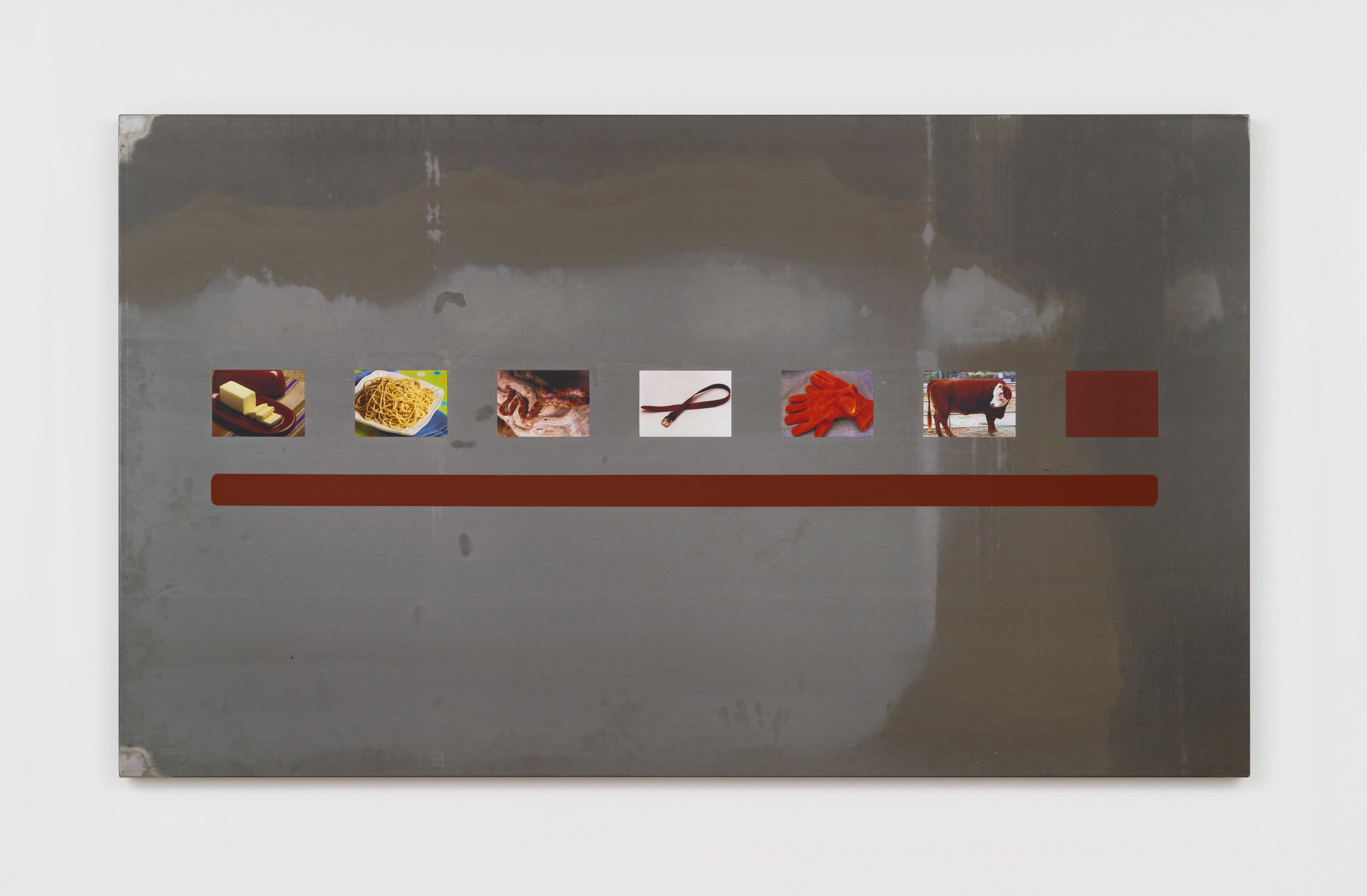 Matt Keegan, Butter to Brown, 2023, UV prints on steel, Flashe paint, 42 x 72 x 2 in.