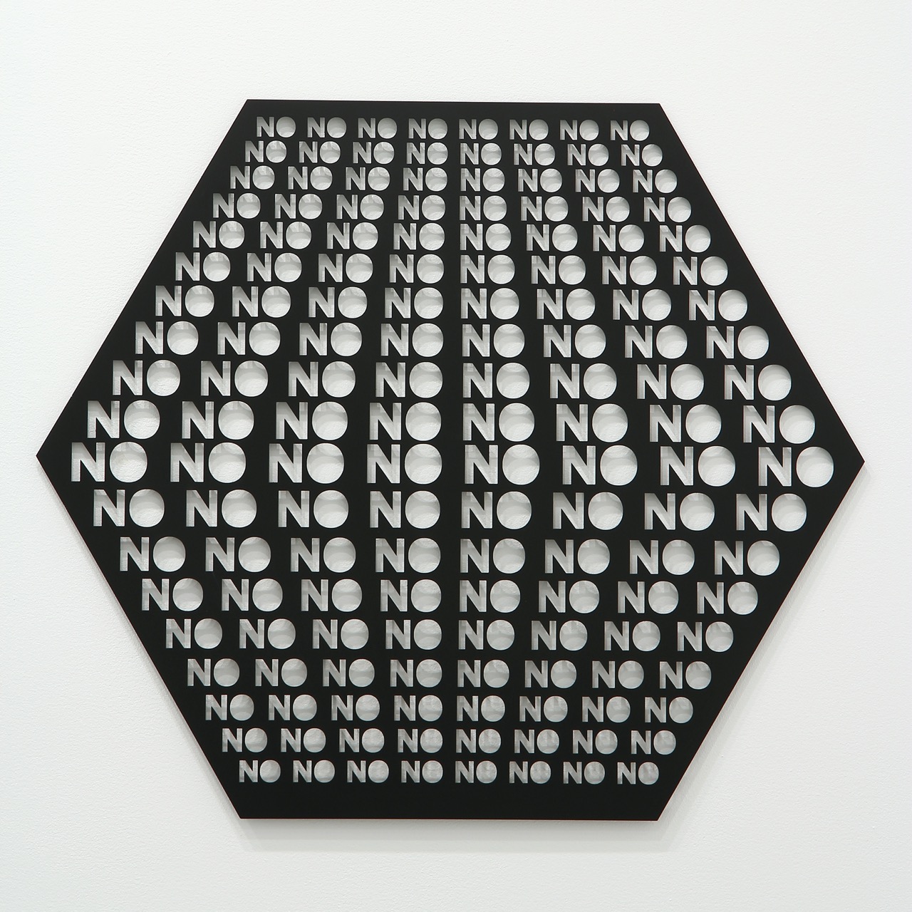 Matt Keegan, No, No, No, 2011, Spray-finished laser-cut steel, 34 x 34 in.