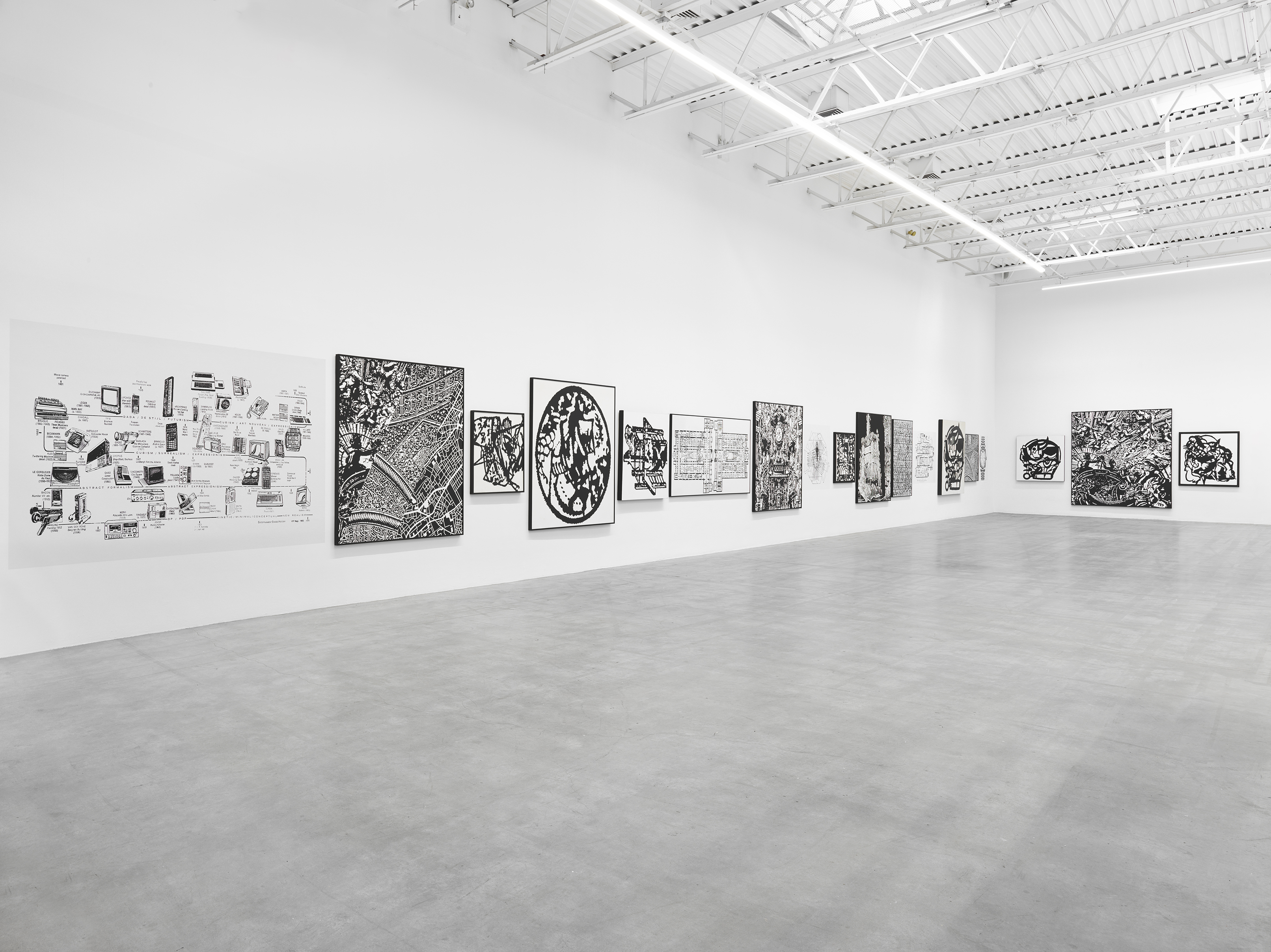 Installation view, Peter Nagy: Entertainment Erases History, Jeffrey Deitch, New York, NY, 2020