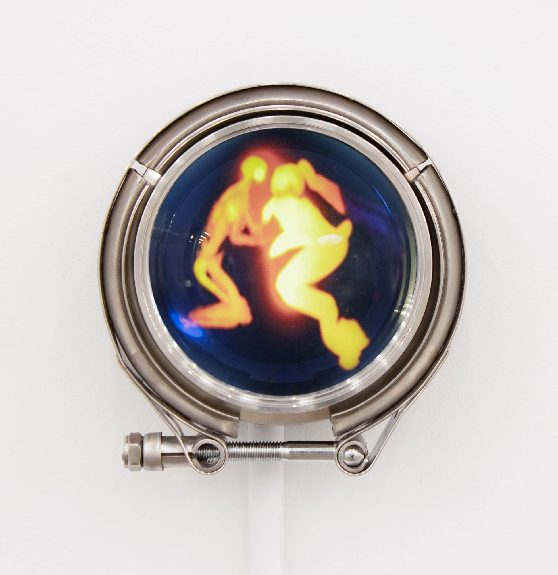 Rachel Rossin, Scry Glass I, 2023, video on round LCD display, 9 mins 45 secs