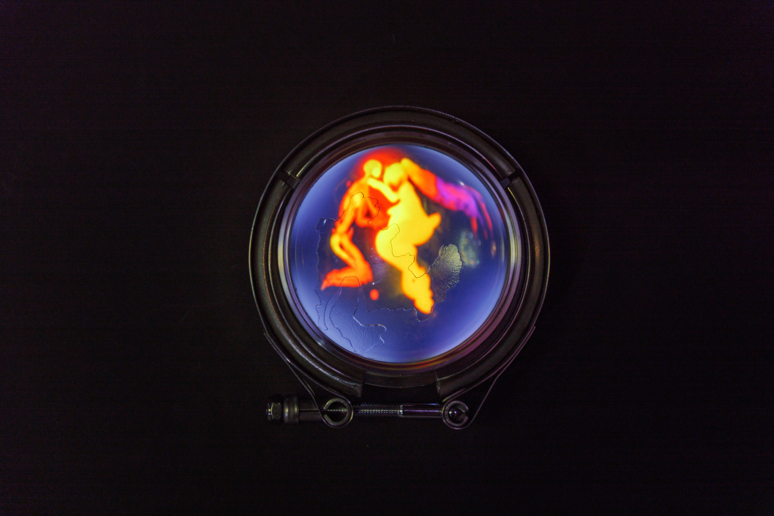 Scry Glass (2023) on view at KW: Poetics of Encryption at KW Institute for Contemporary Art, Berlin 2024; Photo: Frank Sperling.