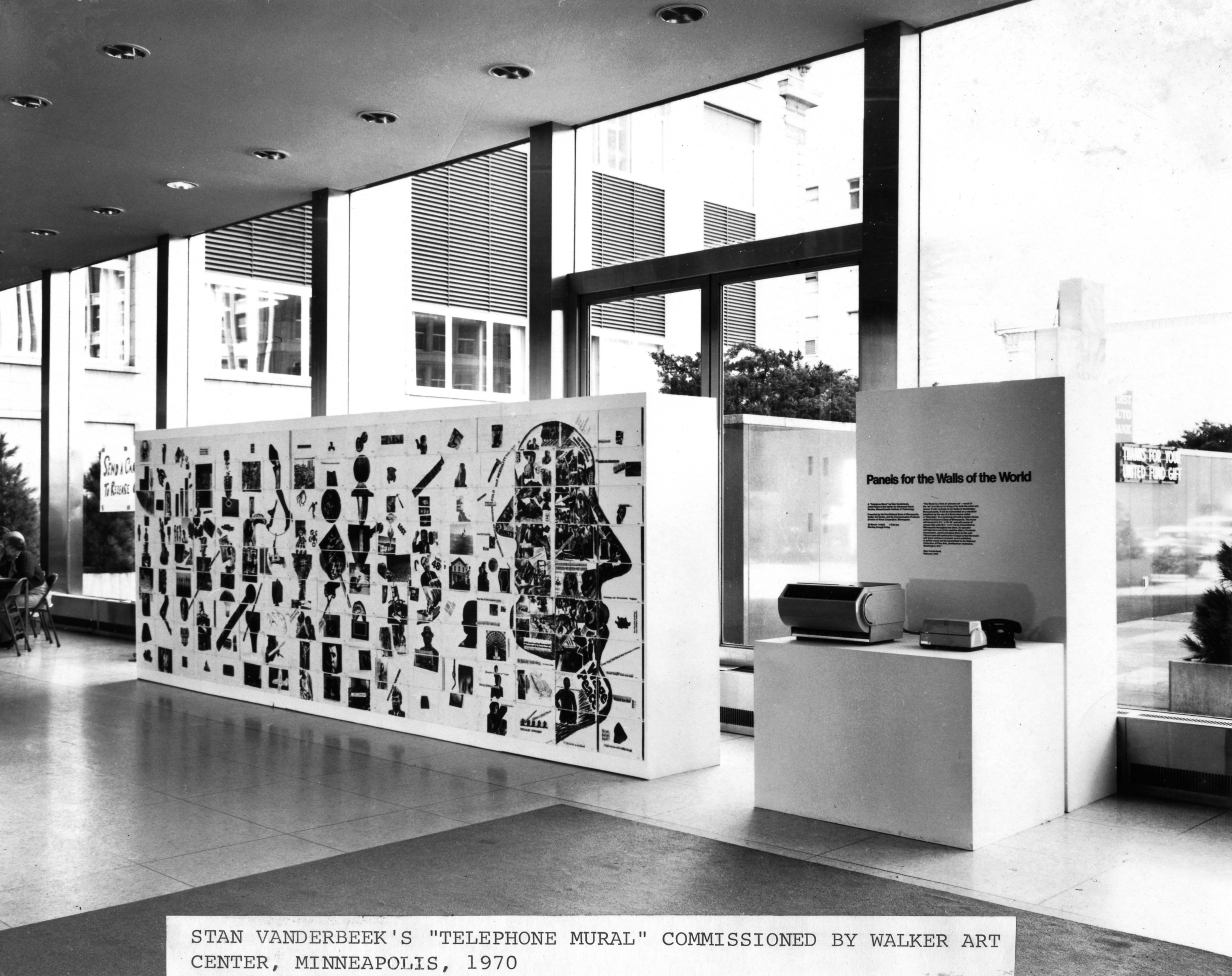 Installation view, Stan VanDerBeek: Panels for the Walls of the World, Walker Art Center Minneapolis, MN, 1970. Image courtesy of the Stan VanDerBeek Archive.