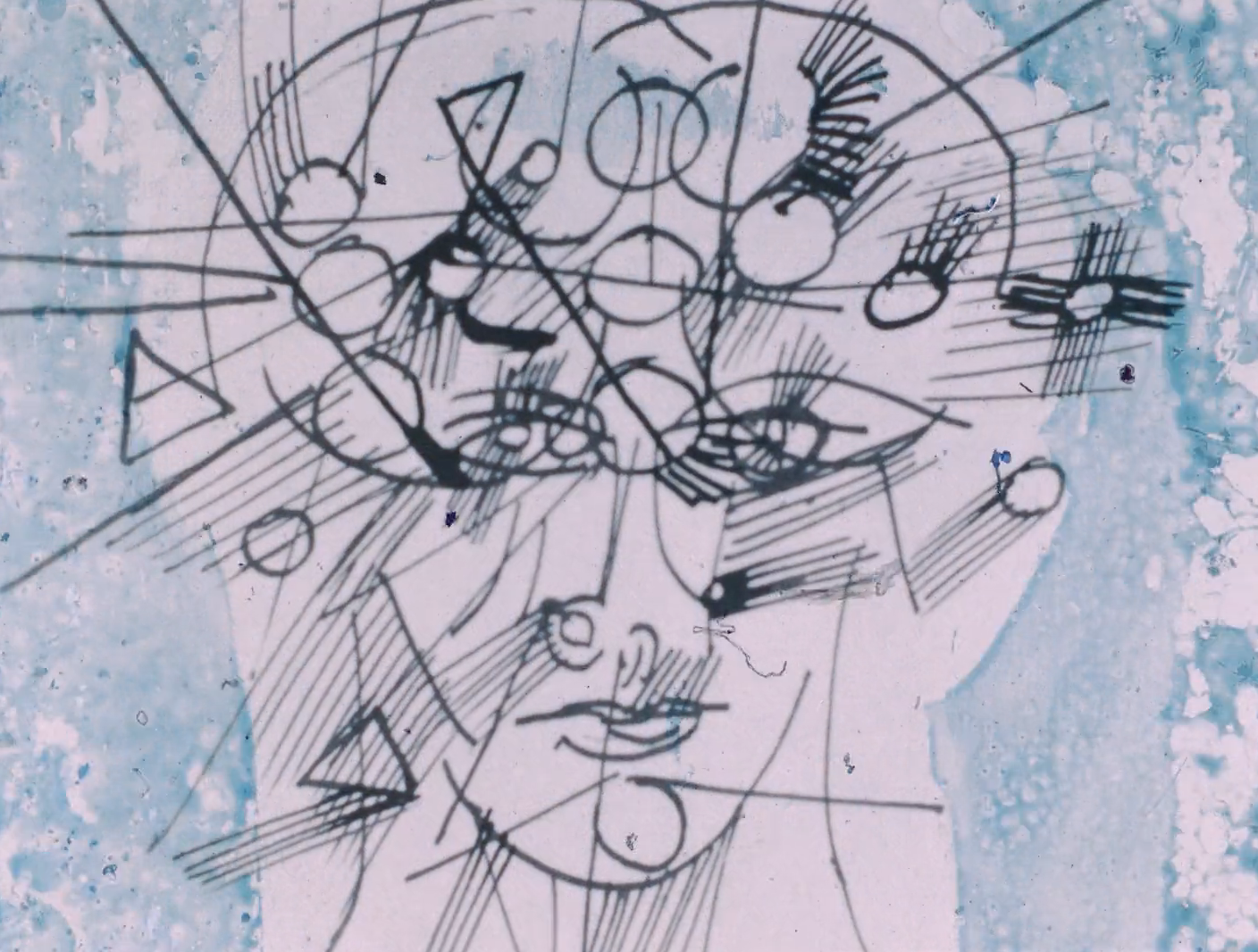 Stan VanDerBeek, Astral Man, 1959, 16mm film and Digital transfer, color, silent
2:28 min, Edition of 6 plus 2 artist's proofs