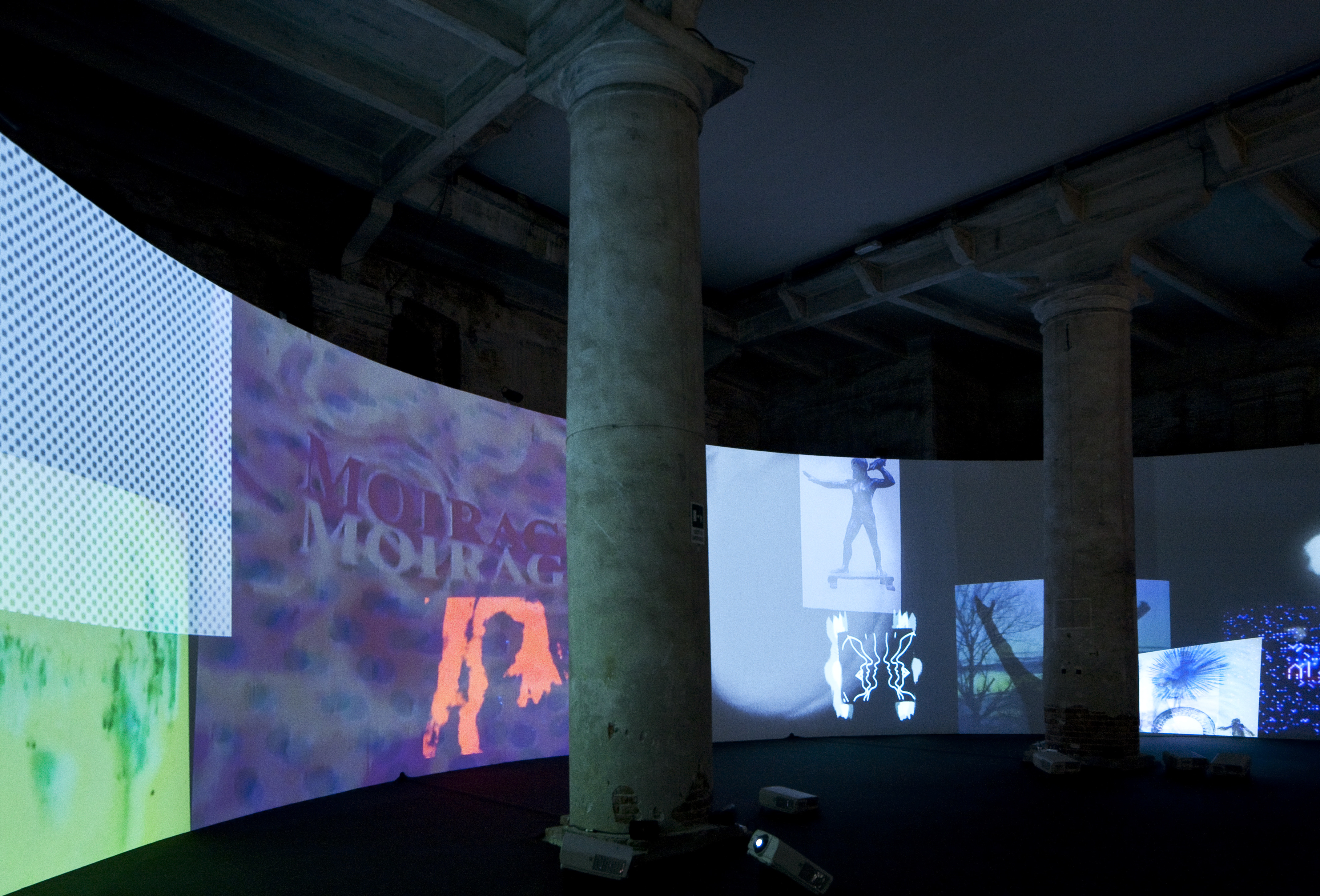 Installation view, Stan VanDerBeek: Movie Mural, 55th Venice Biennale, IT, 2013. Image courtesy of the Stan VanDerBeek Archive.