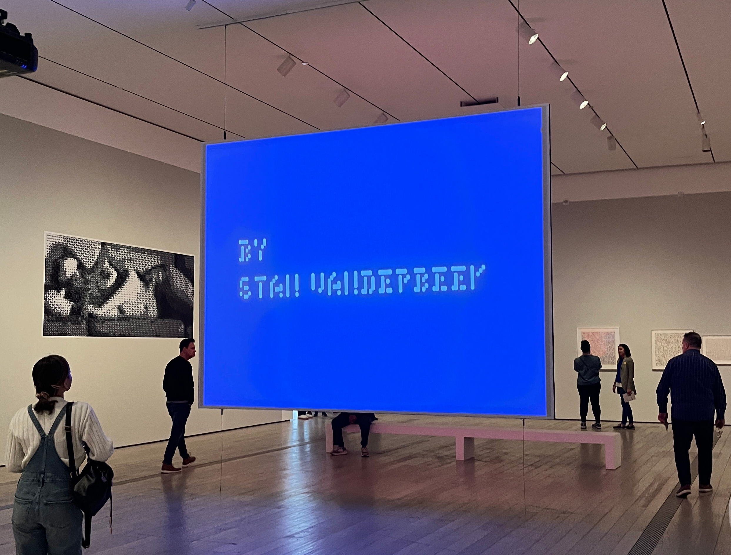 Installation view, Stan VanDerBeek, Poemfield #1 in Coded: Art Enters the Computer Age, 1952-82, Los Angeles County Museum of Art, CA, 2023