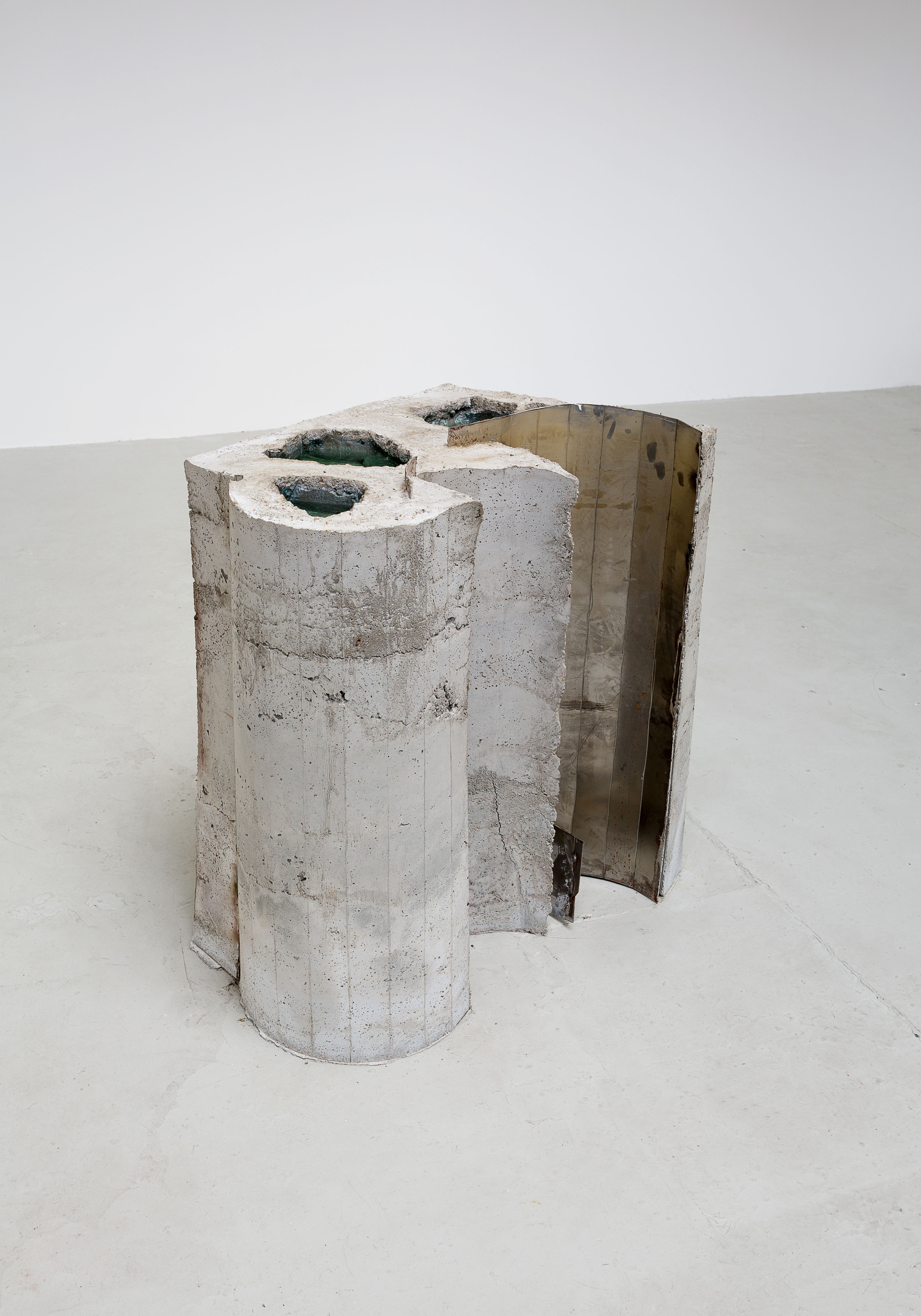 Tiril Hasselknippe, Balcony (supplies), 2015, concrete, steel, water, food coloring, 35.4 x 35.4 x 20.5 in.