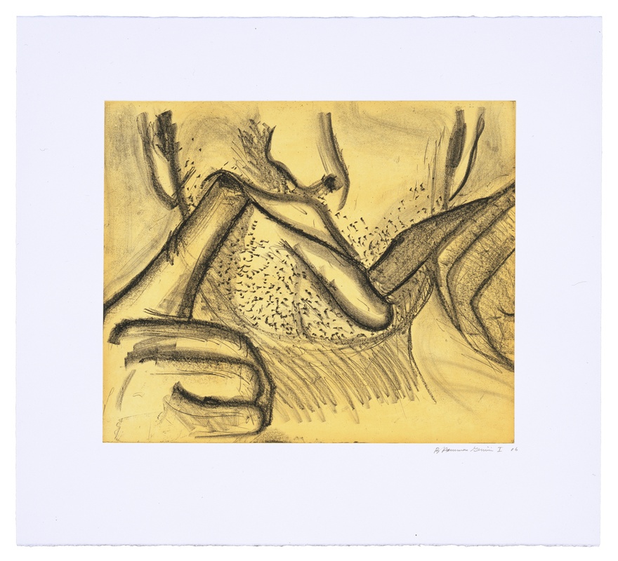 Bruce Nauman, Soft Ground Etching - Yellow, 2007, 2-color etching, 29.75h x 34w in.