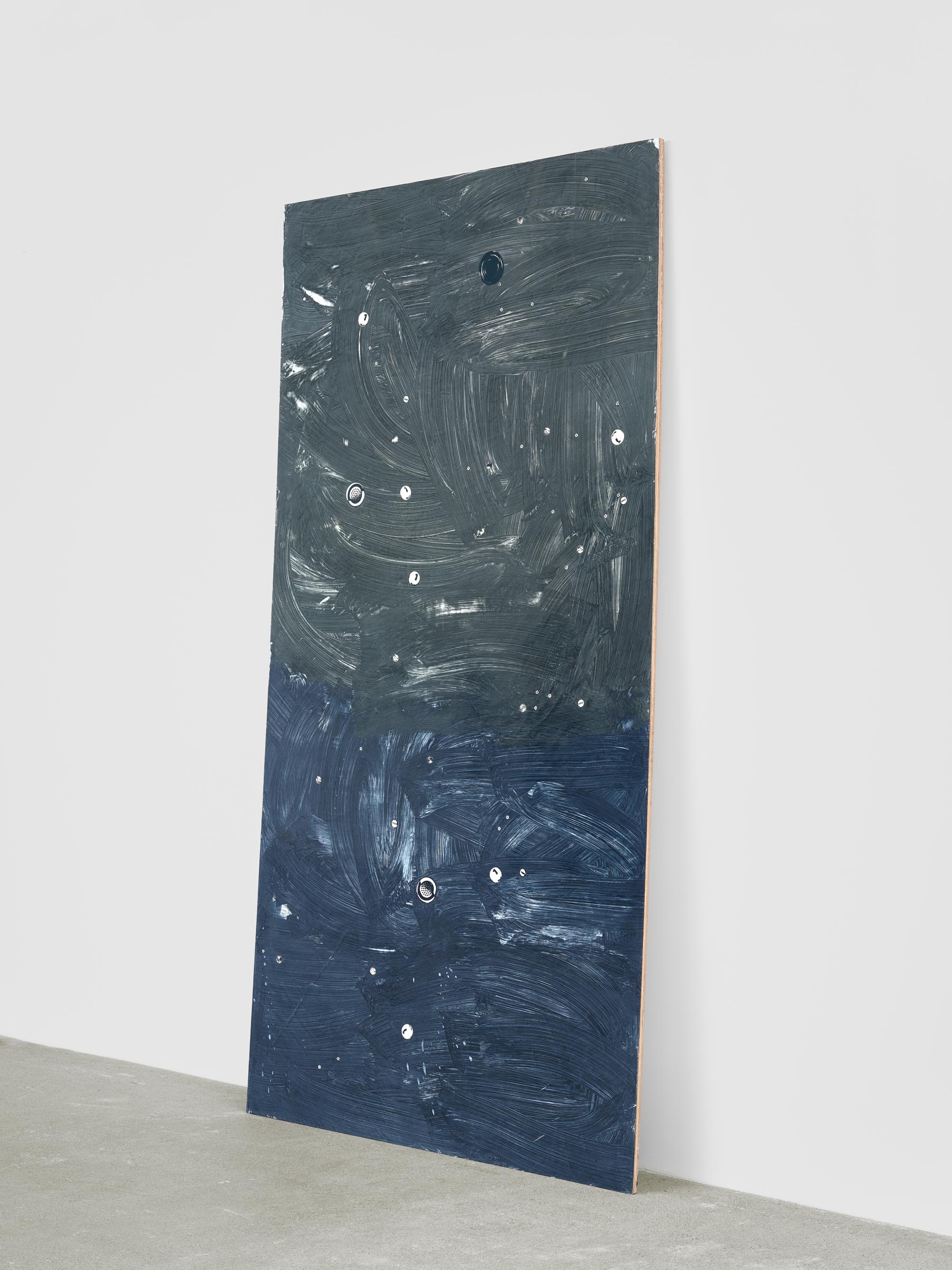 Alex Kwartler, Night Sky III, 2022, Venetian plaster and enamel on plywood, 96 x 48 in.