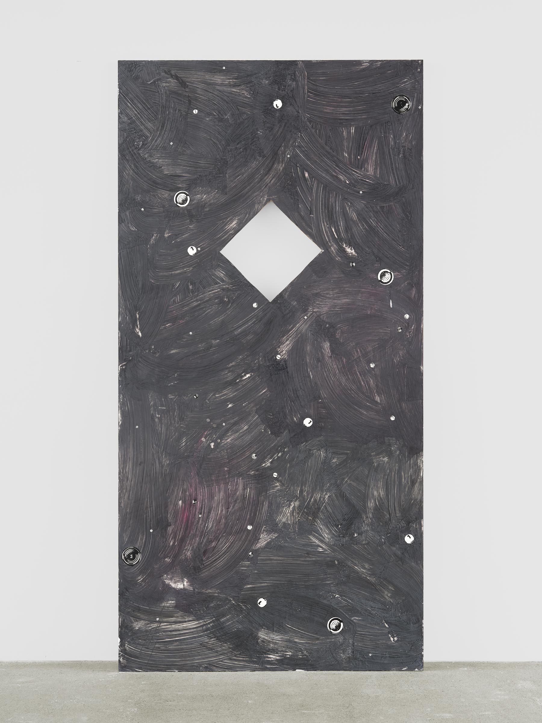 Alex Kwartler, Night Sky VI, 2022, Venetian plaster and enamel on plywood, 96 x 48 in.