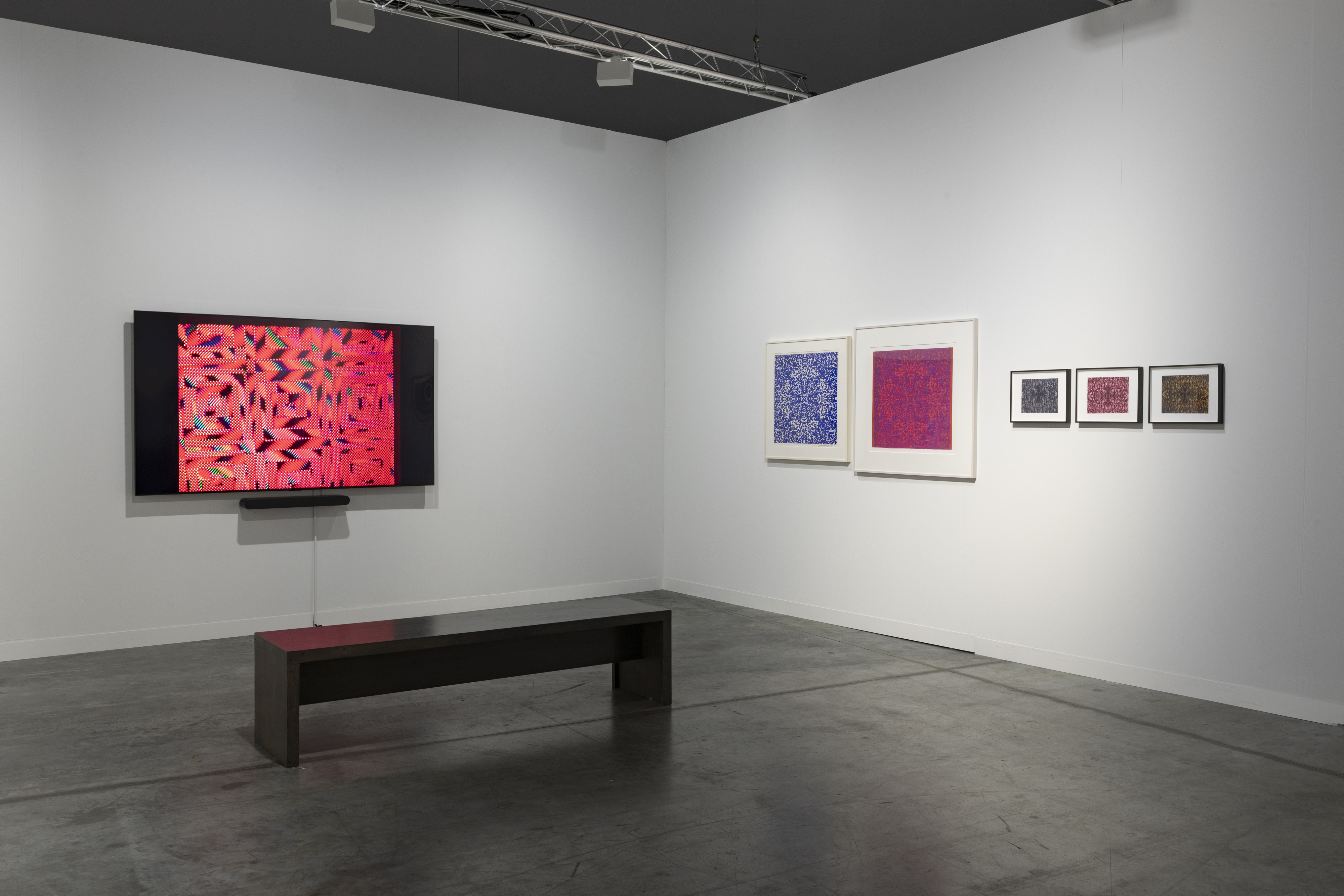 Installation view, Art Basel Miami Beach: Stan VanDerBeek, Magenta Plains, Miami, FL 2023