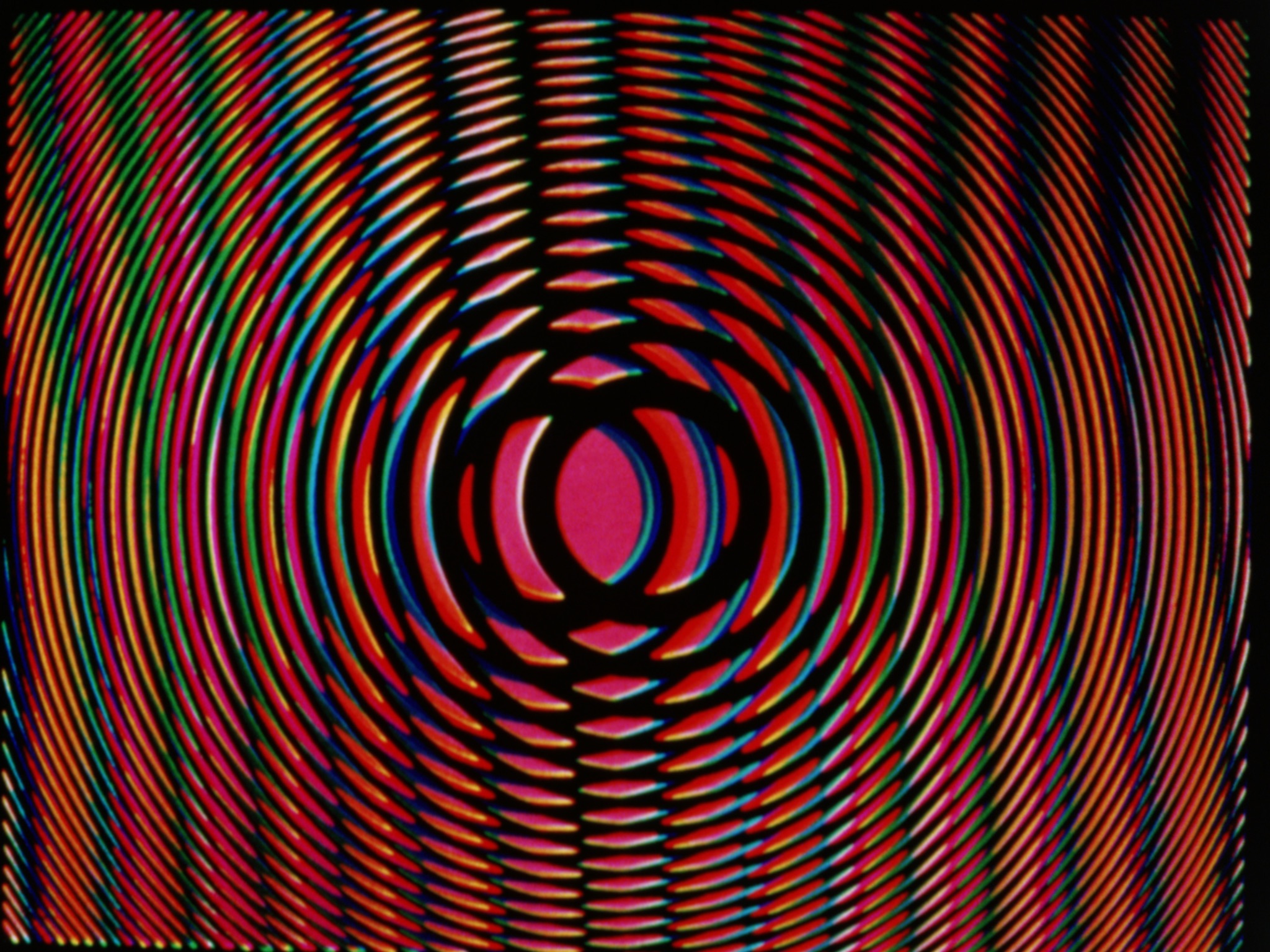 Stan VanDerBeek, Moirage (still), 1967, 16mm film and Digital transfer, color, sound, 9:21 min.