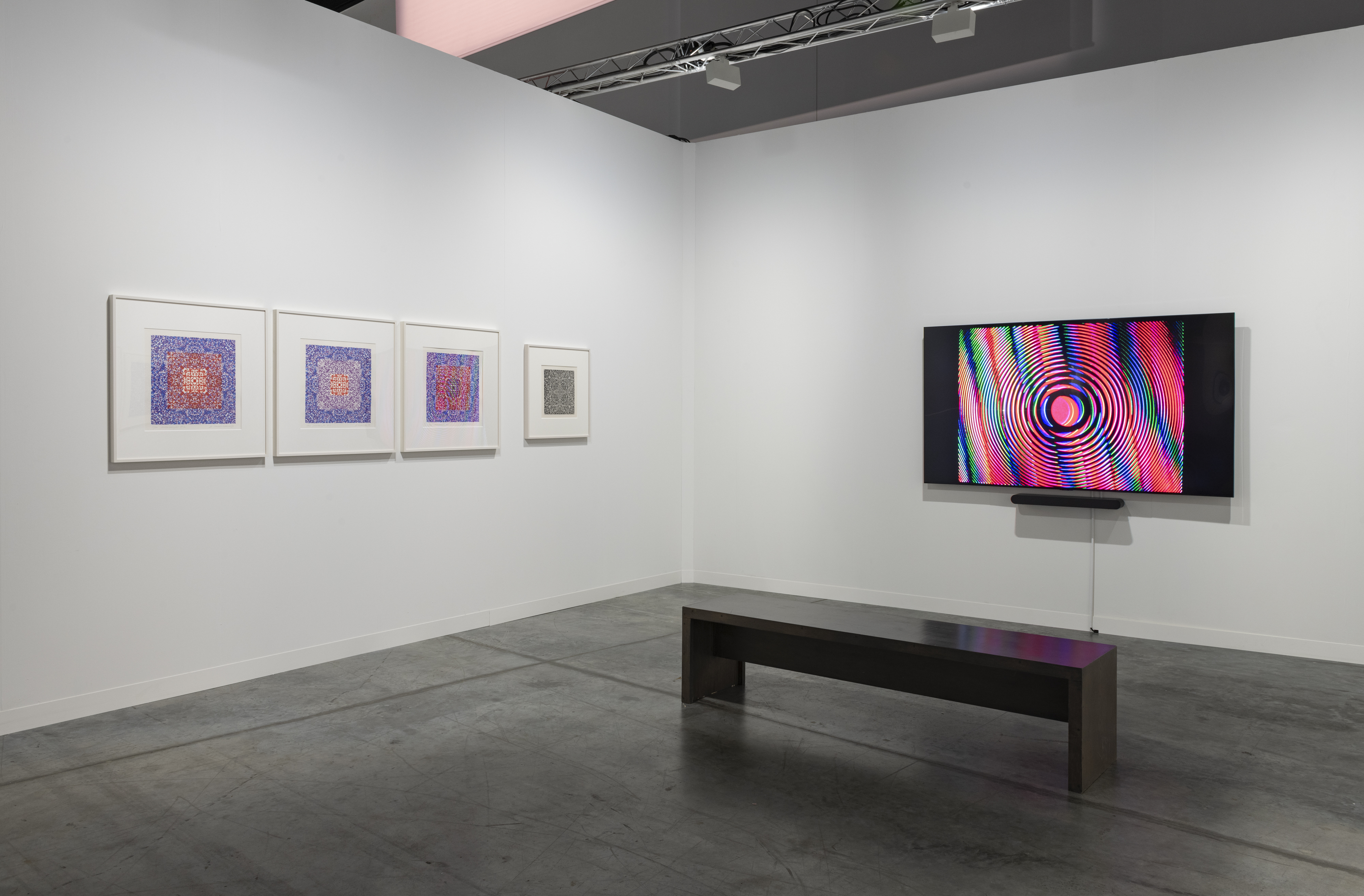 Installation view, Art Basel Miami Beach: Stan VanDerBeek, Magenta Plains, Miami, FL 2023