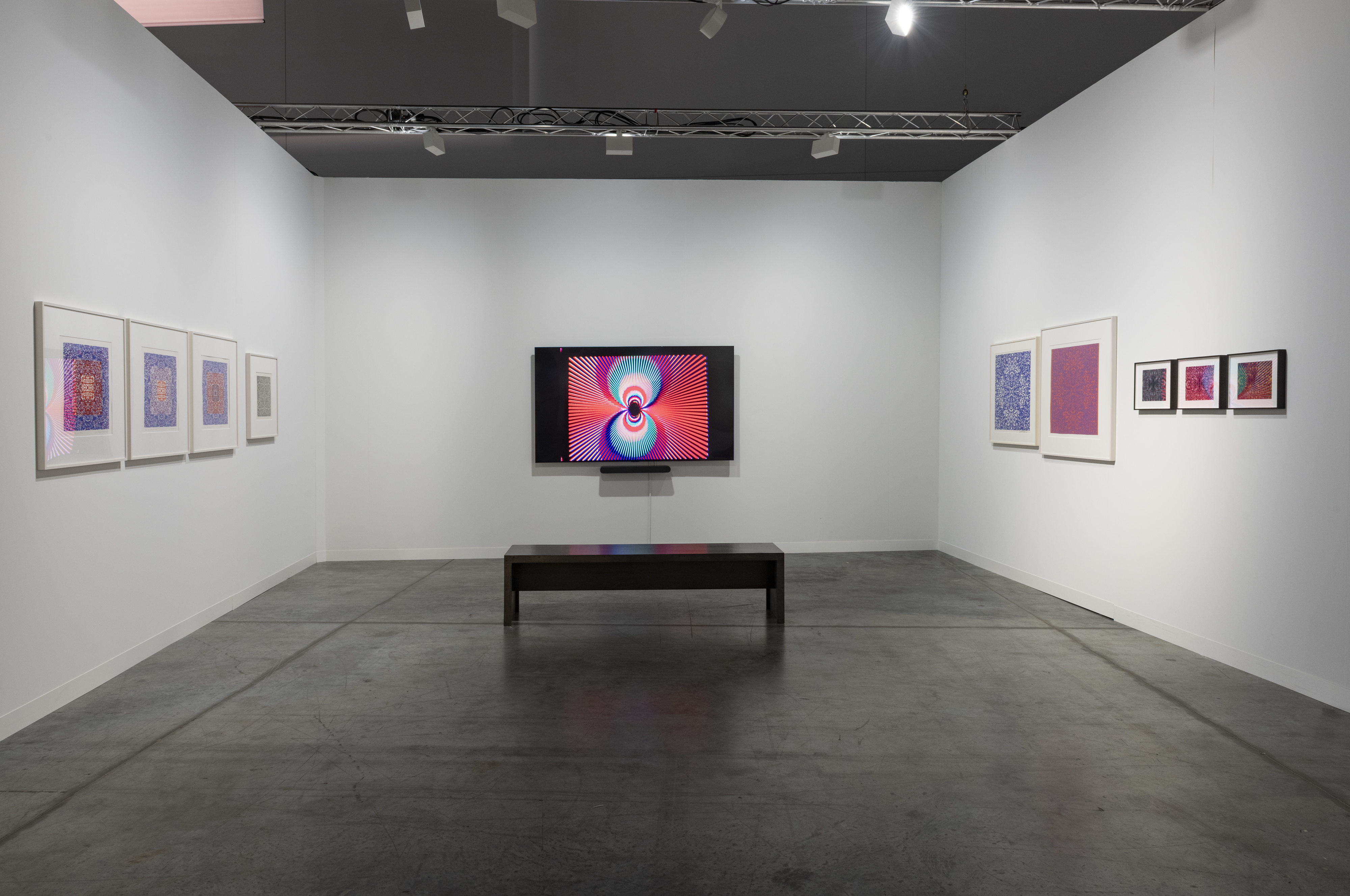 Installation view, Art Basel Miami Beach: Stan VanDerBeek, Magenta Plains, Miami, FL 2023