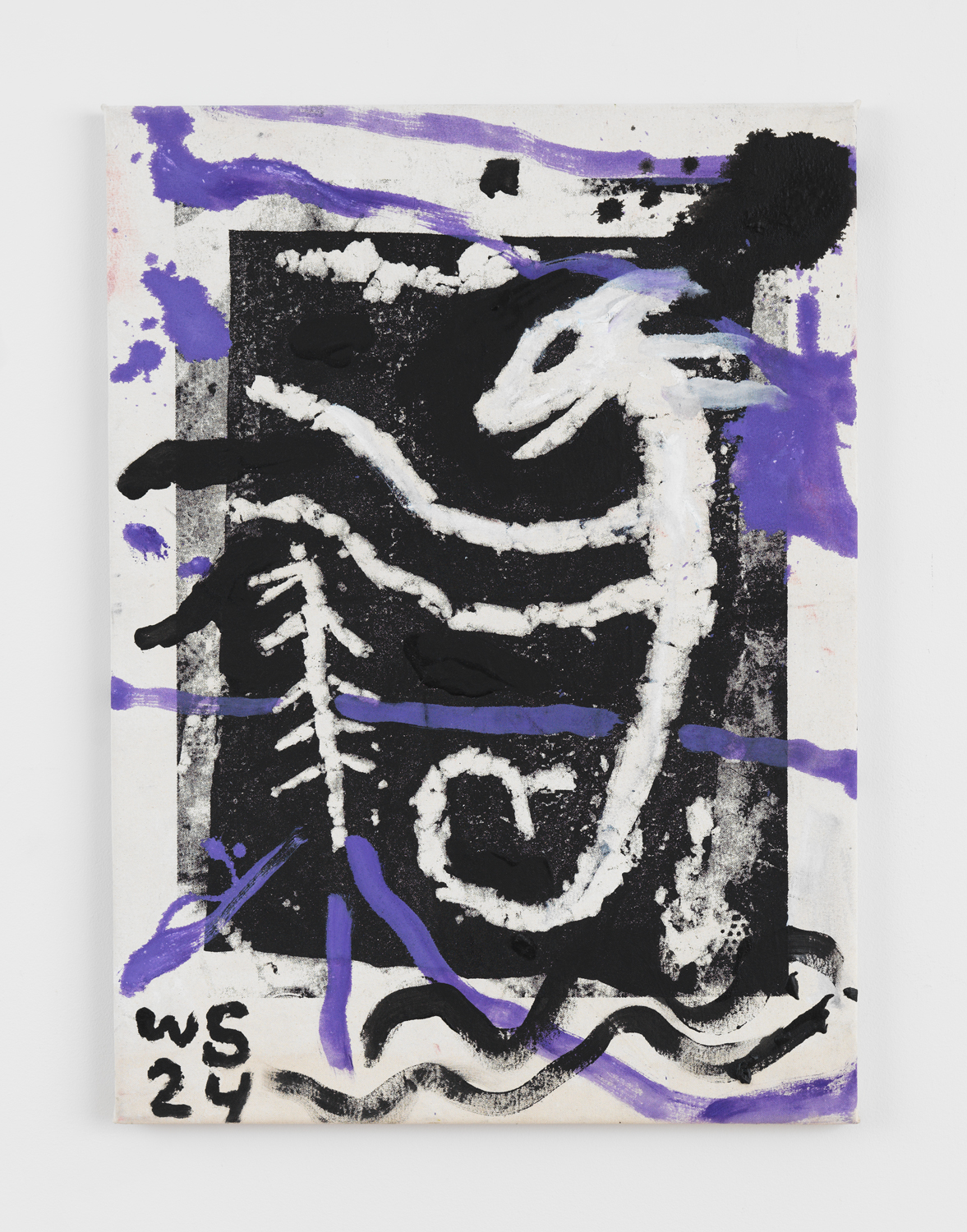 Bill Saylor, Untitled (Snow Painting), 2024, Oil, Flashe, and screen ink on canvas, 30 x 22 in.