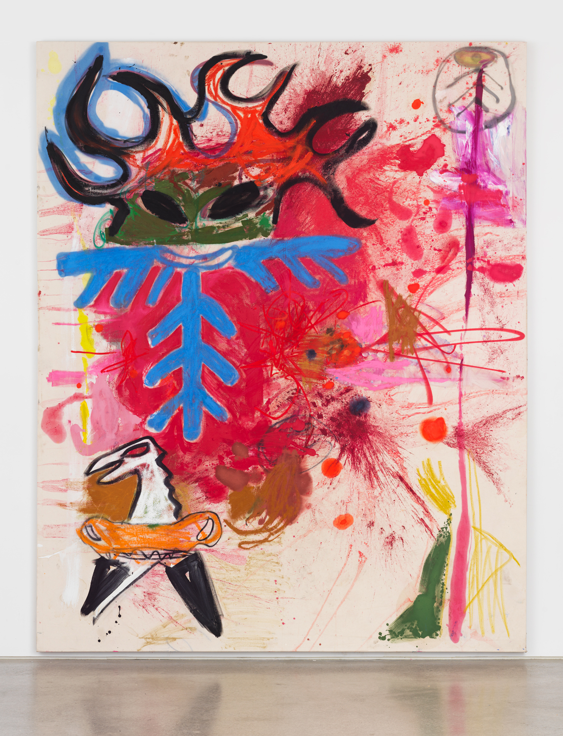 Bill Saylor, Drifters, 2019, Oil, spray paint, and charcoal on canvas, 120h x 96w in.