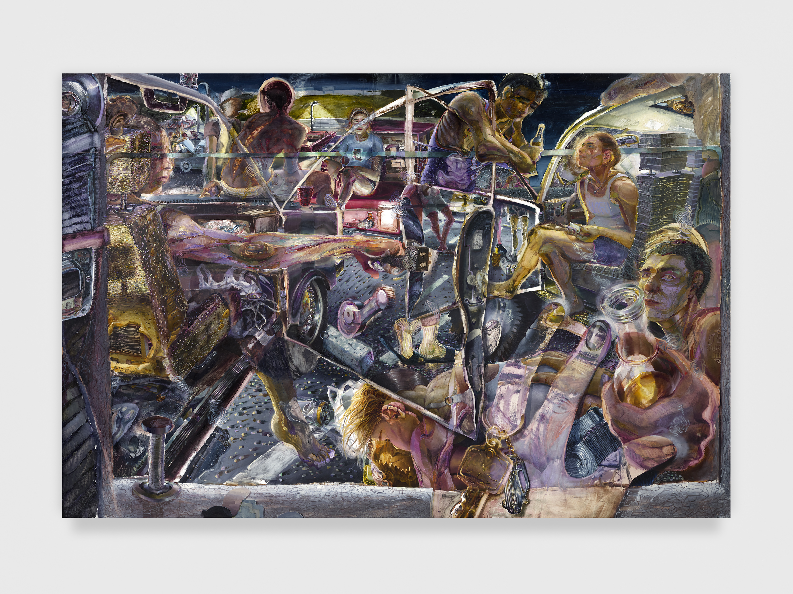 Danica Lundy, Spark up, gas down, 2021, Oil on canvas, 96h x 144w x 1.50d in. Photography by Shark Senesac. Courtesy of the Artist and Super Dakota, Brussels.