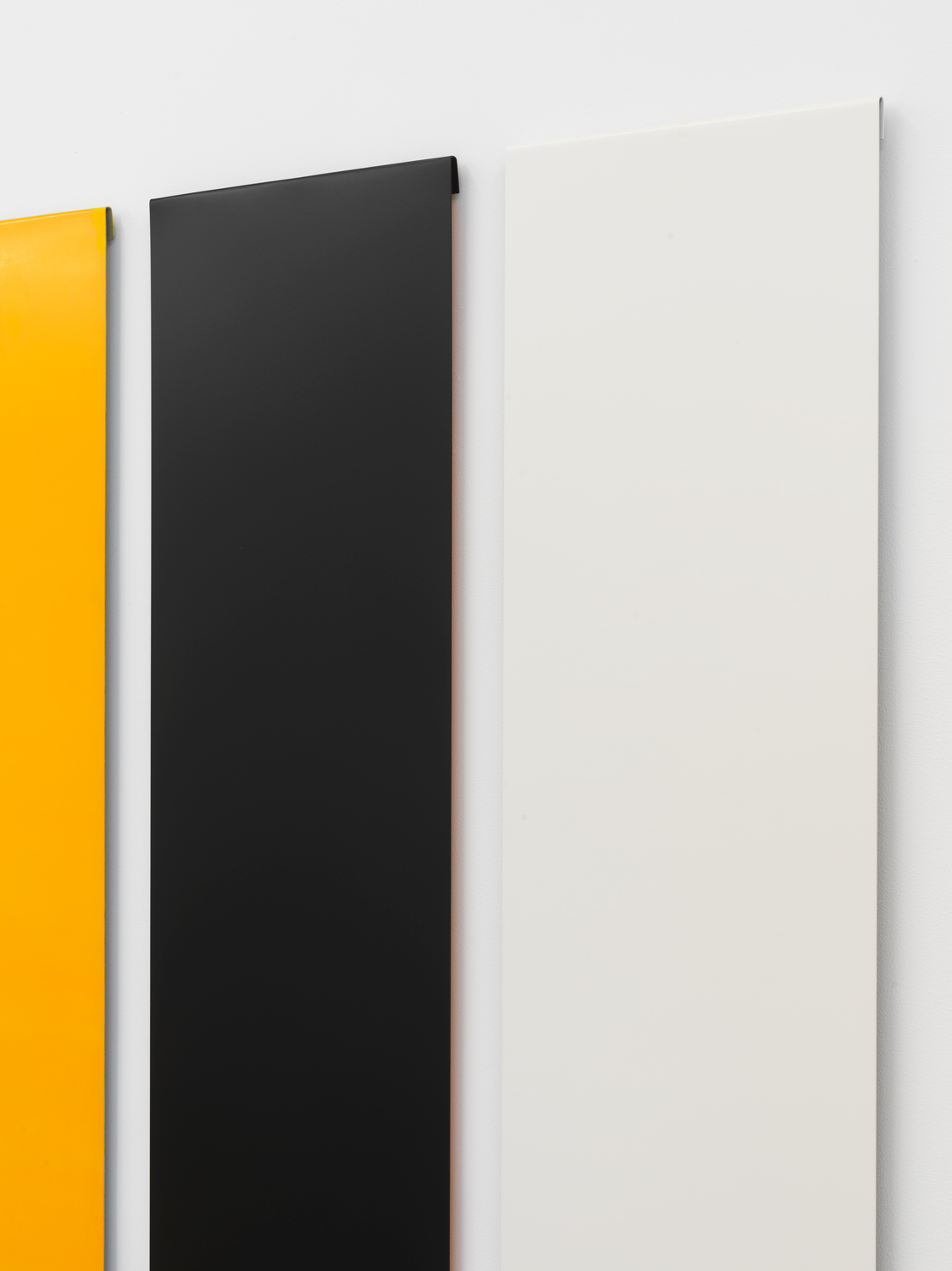 Untitled (Aluminum Module) detail, 1974-2019, acrylic lacquer on aluminum, each module 46.75 x 12 in; overall 46.75 x 68 in.