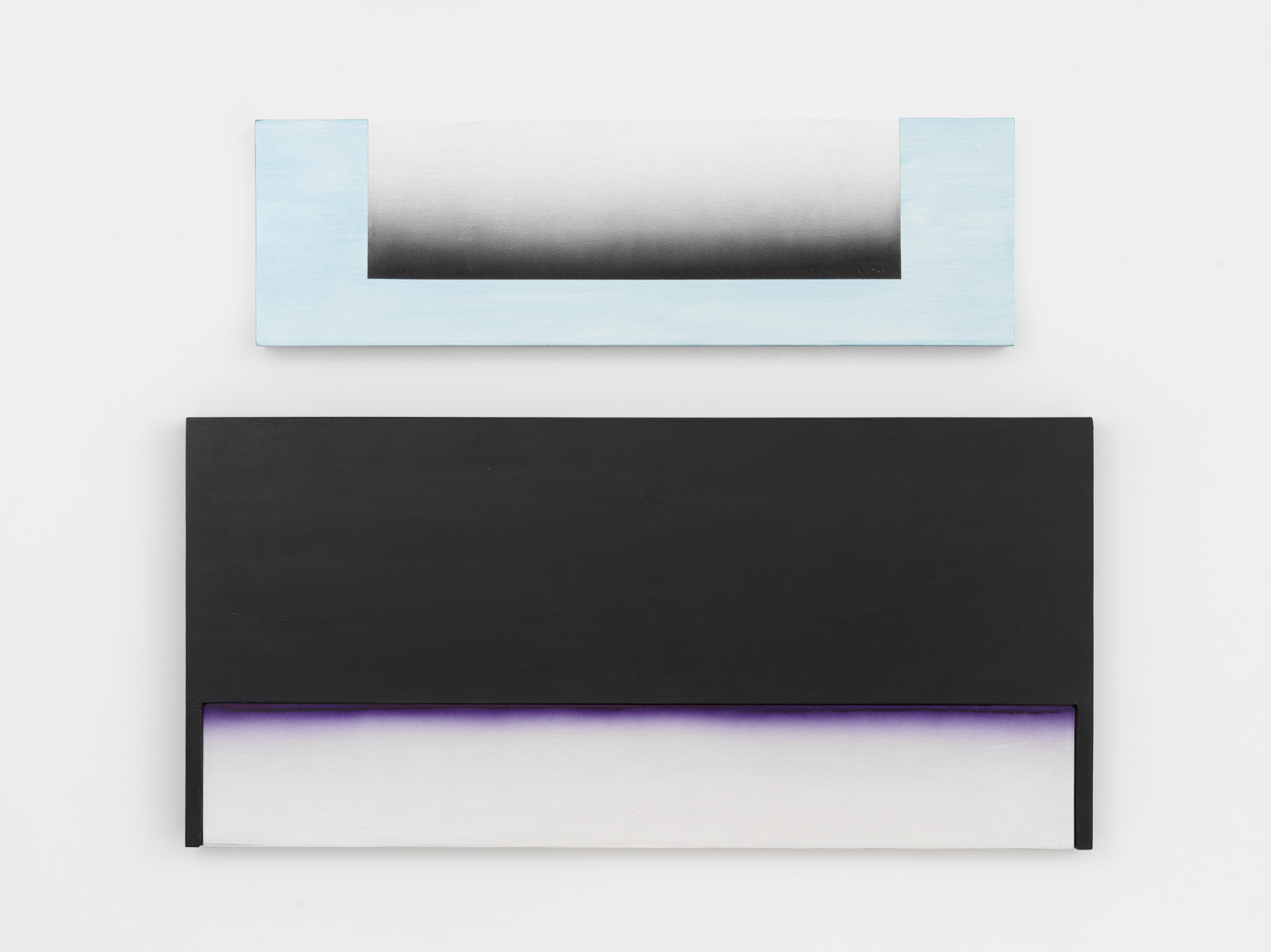 Don Dudley, LVI, 2016, oil-based aluminum enamel and acrylic on birch plywood, 31h x 40w x 19d in.
