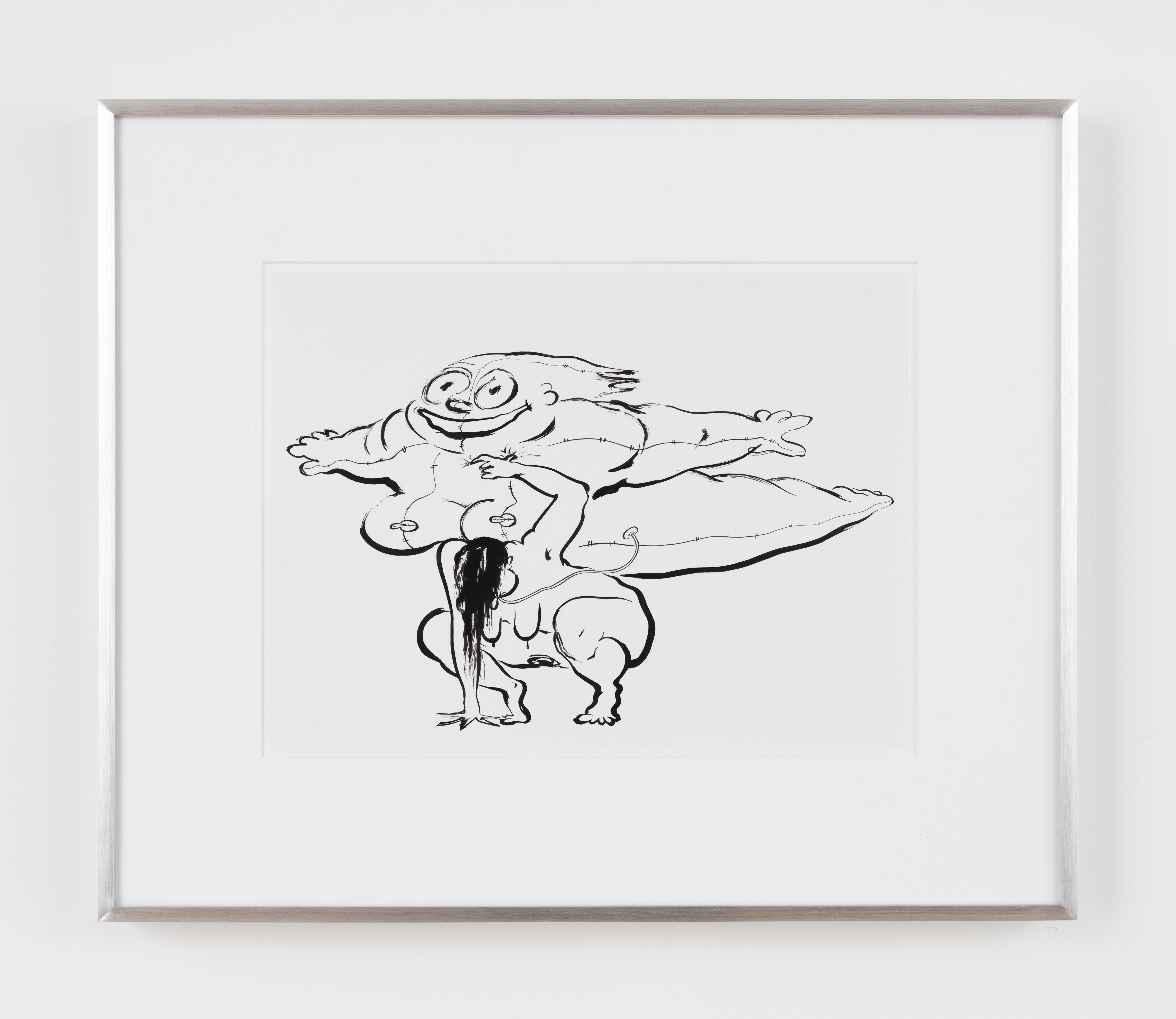 Ebecho Muslimova, Fatebe Blow and Float, 2024, Sumi ink on paper, 15 3/4 x 18 3/4 in.