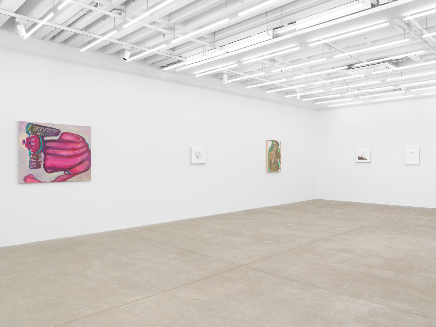 Installation view, Ebecho Muslimova & Maria Lassnig, Magenta Plains, New York, NY, 2025