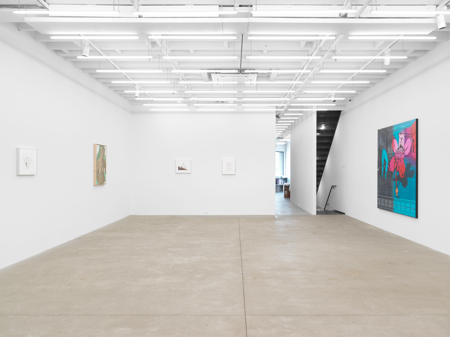 Installation view, Ebecho Muslimova & Maria Lassnig, Magenta Plains, New York, NY, 2025