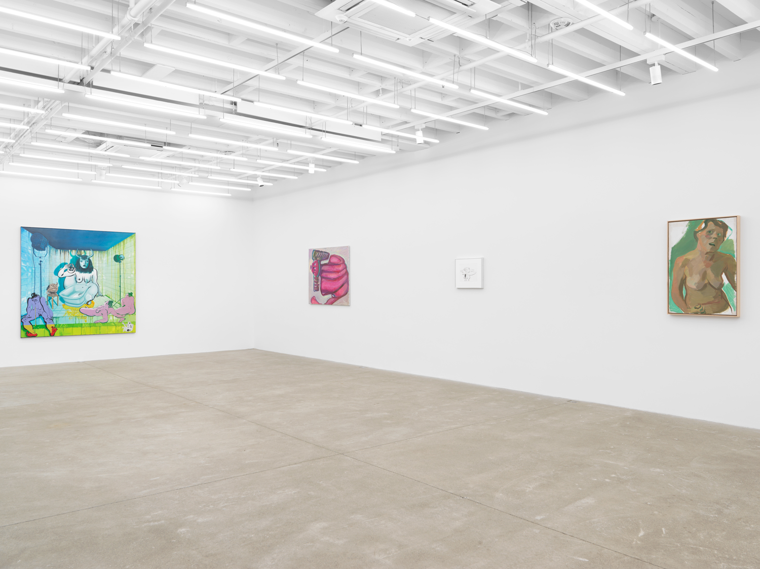 Installation view, Ebecho Muslimova & Maria Lassnig, Magenta Plains, New York, NY, 2025
