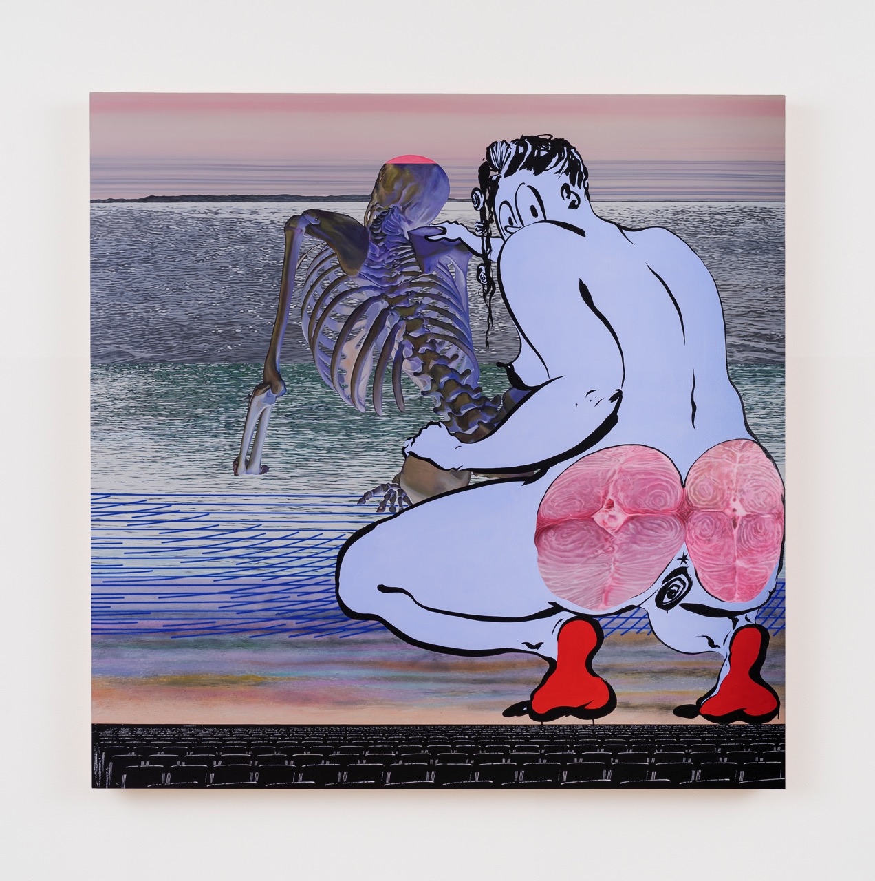 Ebecho Muslimova, Fatebe Sliced Sunset, 2024, Oil on canvas, 72 x 72 in.