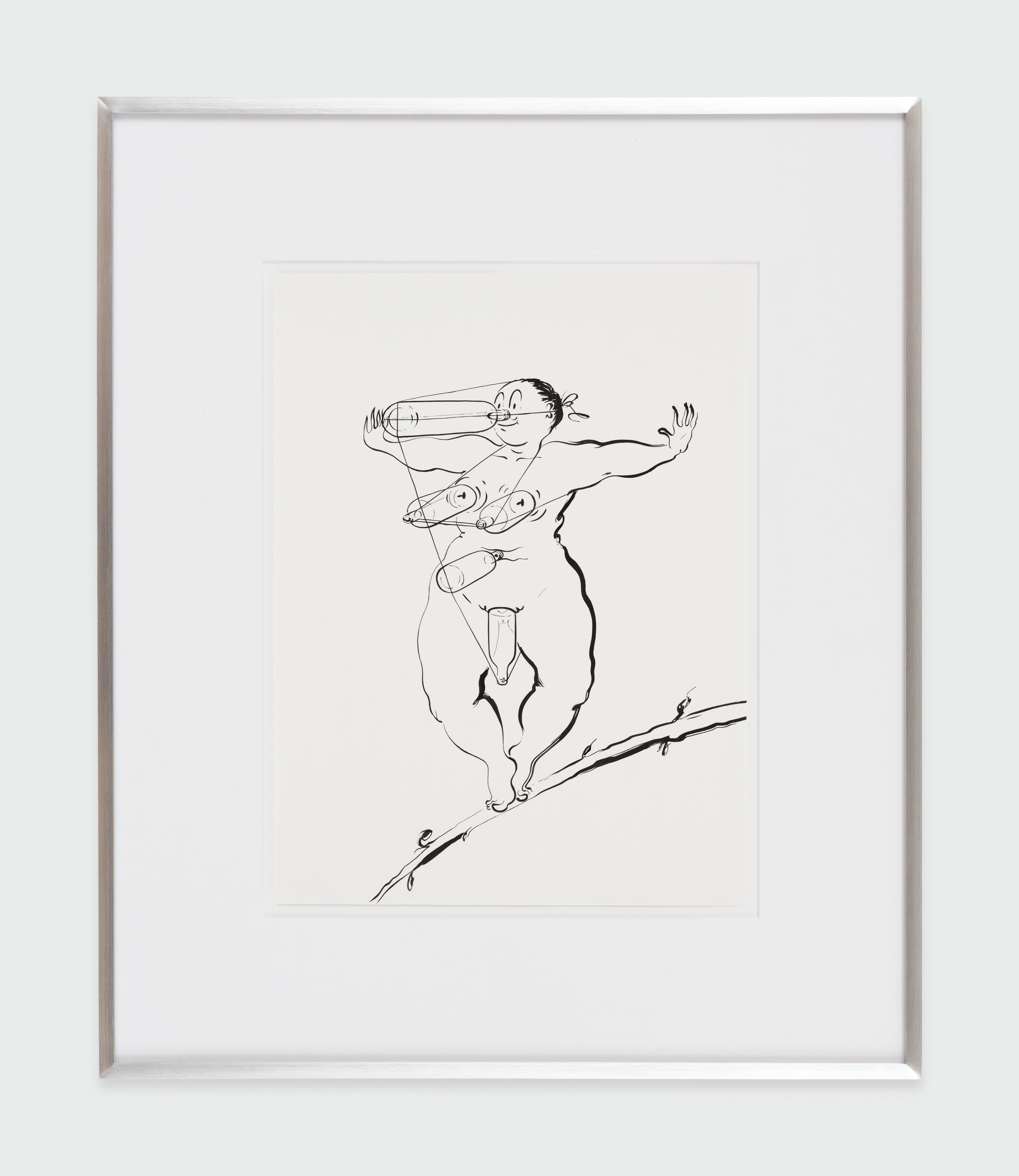 Ebecho Muslimova, Fatebe Funambule, 2025, Sumi ink on paper, 15 3/4 x 18 3/4 in.