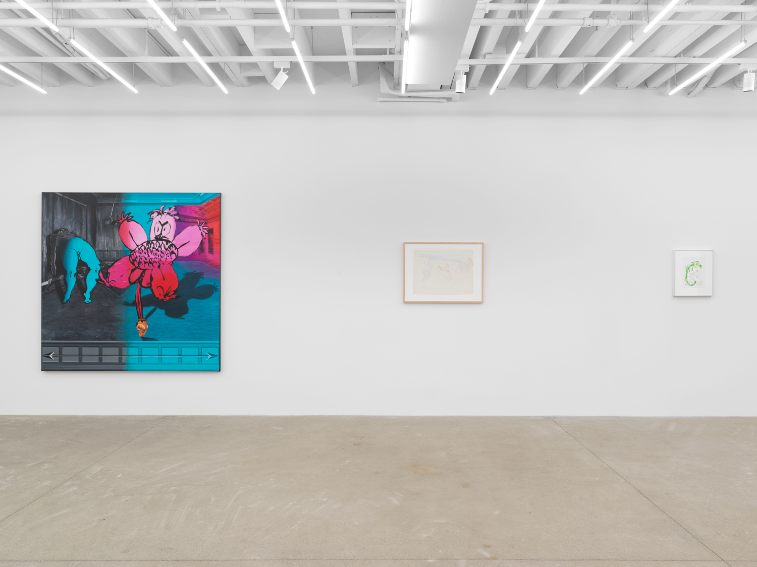 Installation view, Ebecho Muslimova & Maria Lassnig, Magenta Plains, New York, NY, 2025