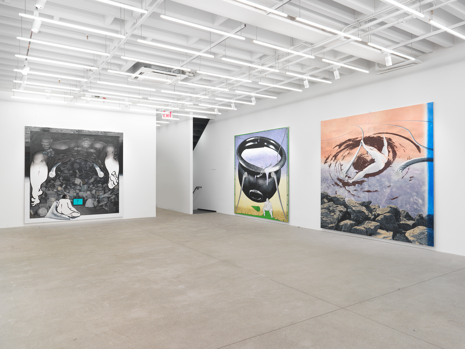 Installation view, Ebecho Muslimova: FOG, Magenta Plains, New York, NY, 2023.