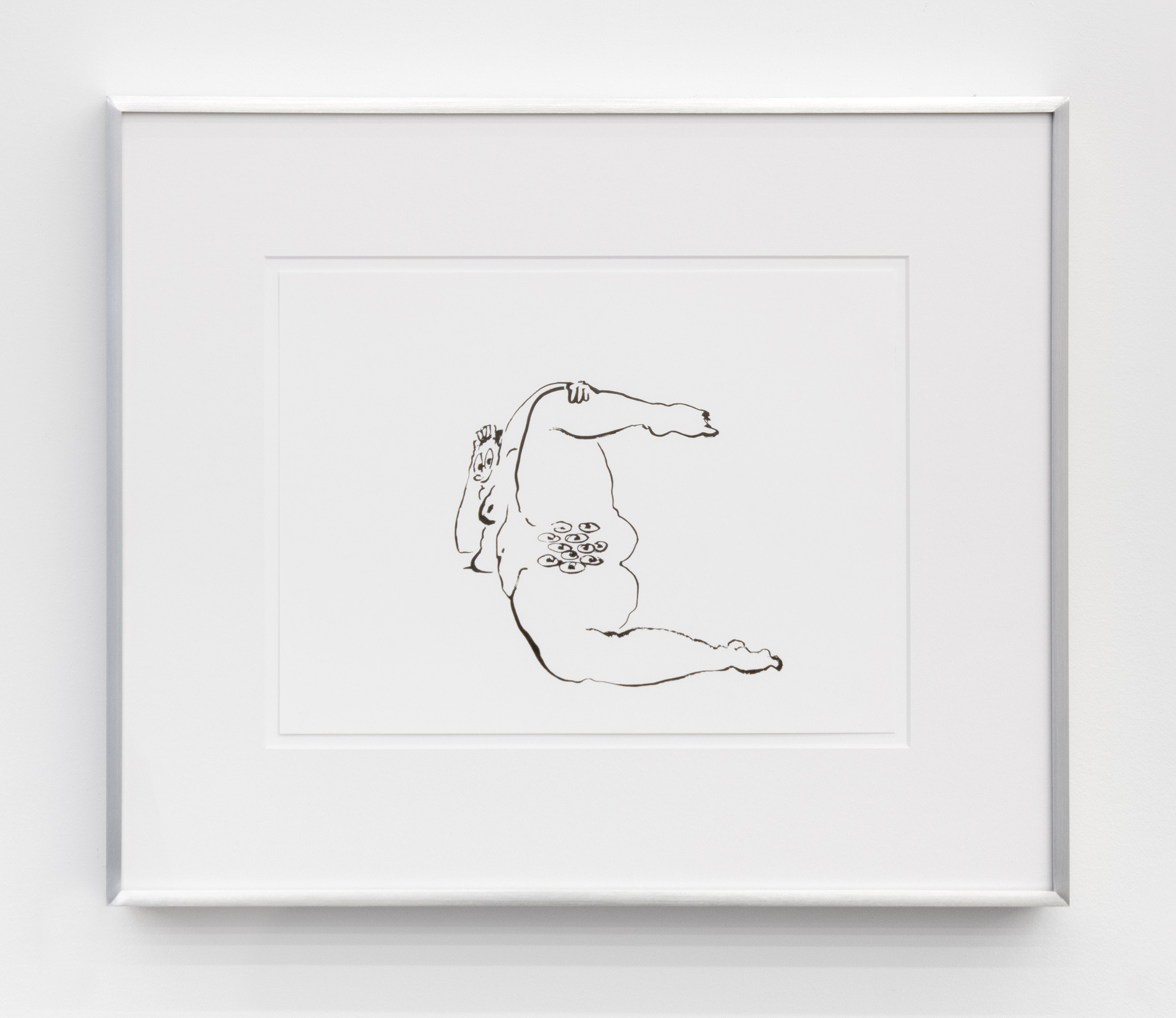 Ebecho Muslimova, Fatebe Vultimulti, 2022, Sumi ink on paper, 9 x 12 in.;
15 3/4 x 18 3/4 x 1 1/2 in. (framed)