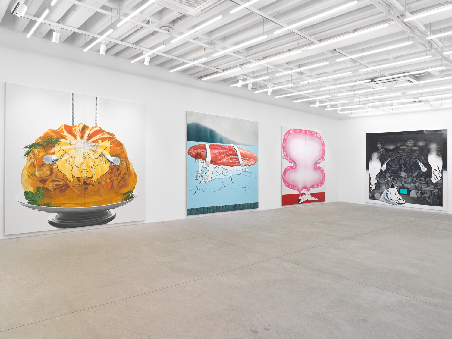 Installation view, Ebecho Muslimova: FOG, Magenta Plains, New York, NY, 2023.